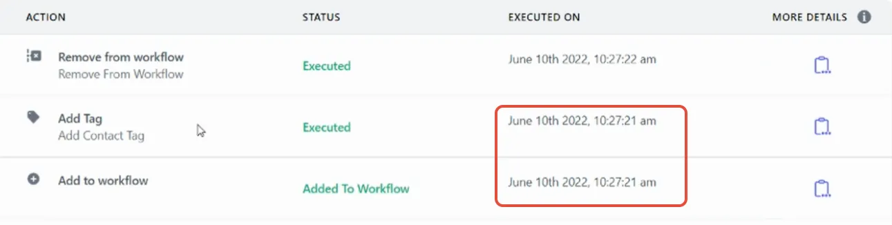 Log di esecuzione con timestamp identici - race condition