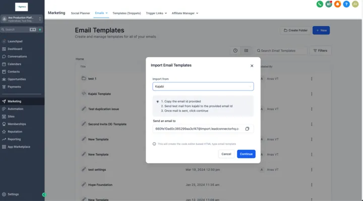 Copia dell'ID email generato dinamicamente
