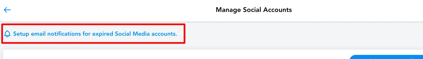Notifica di riconnessione token scaduto Social Planner — esempio 2