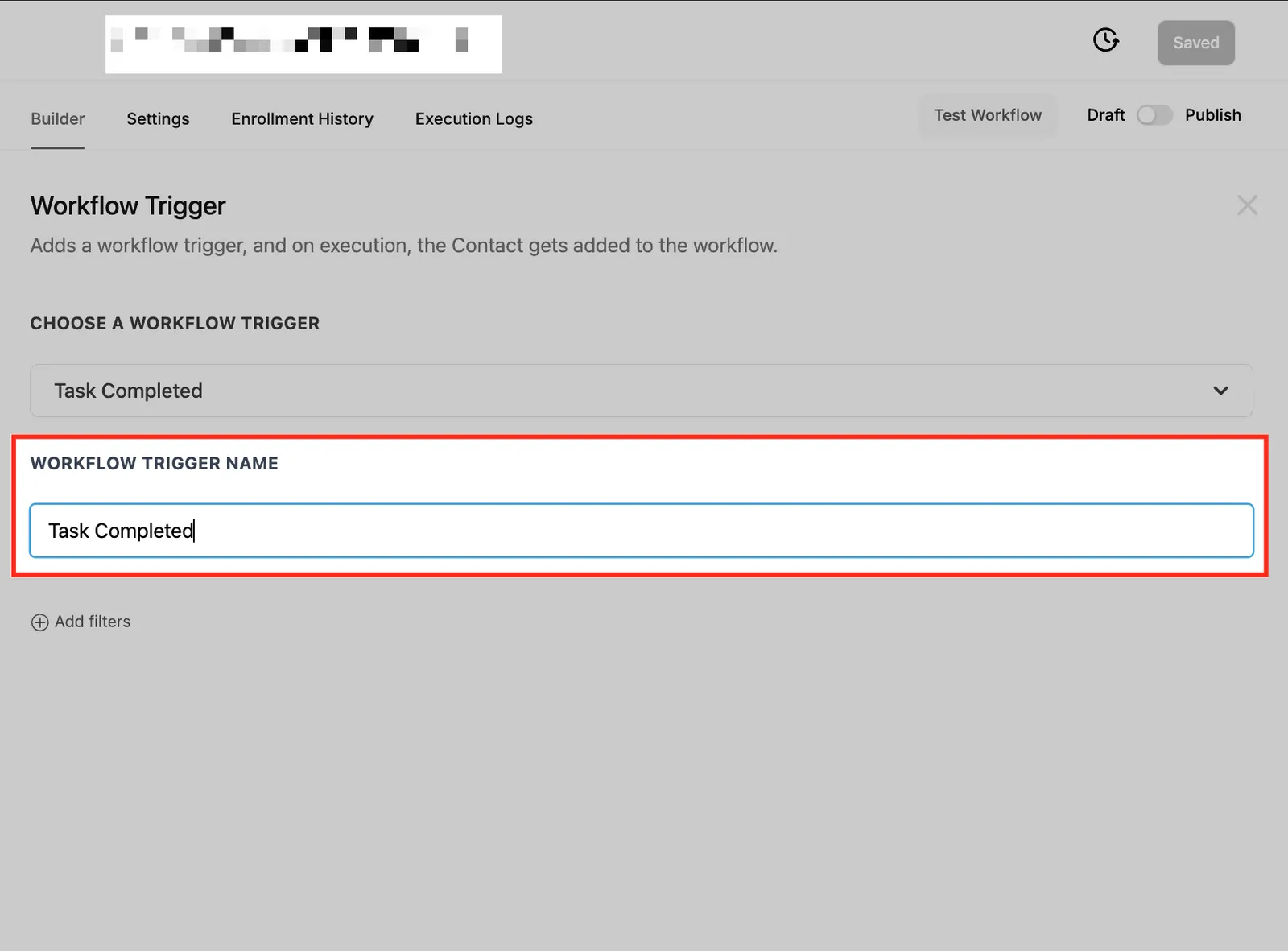 Filtro Utente assegnato nel trigger Attività Completata