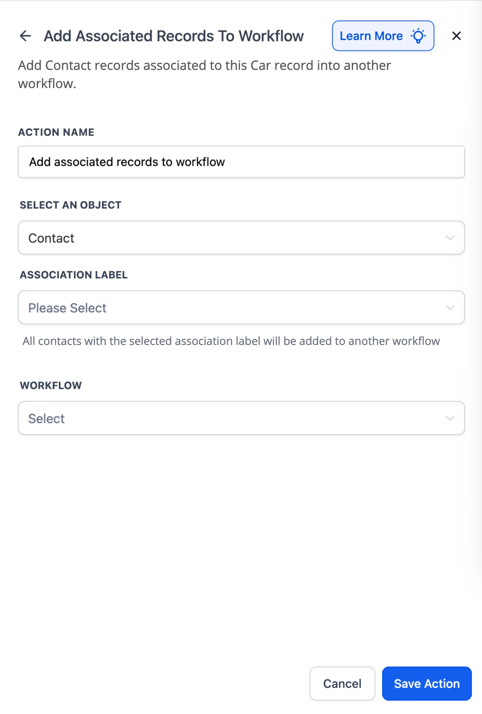 Aggiungi Record Associati a un altro Workflow in GoHighLevel / Squadd