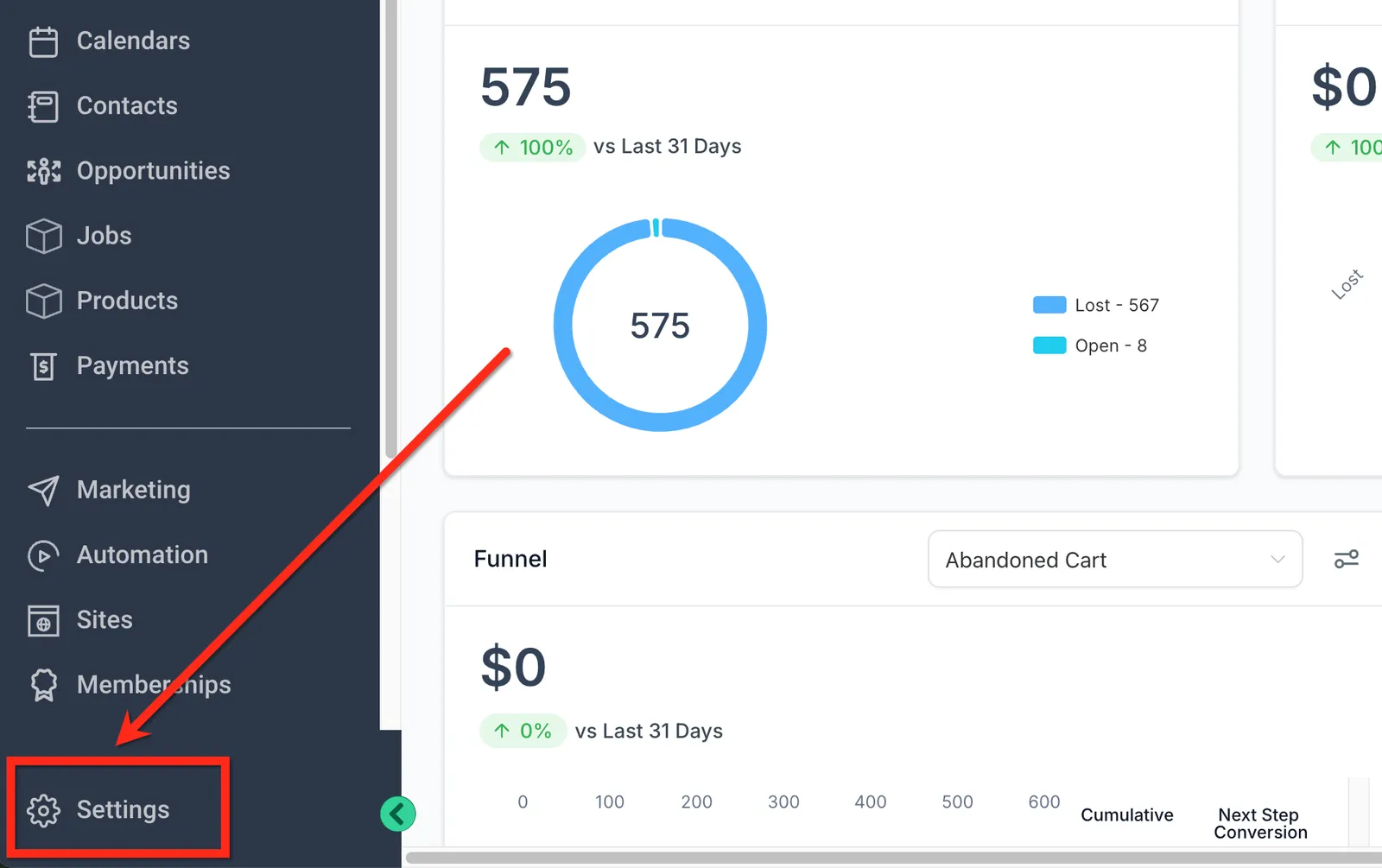 Schermata impostazioni click tracking campagna email
