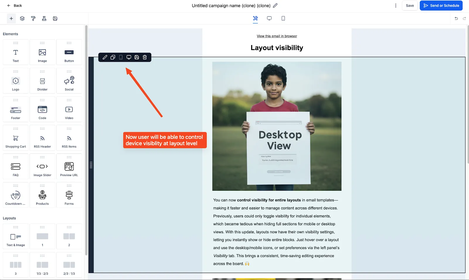 Visibilità a livello di layout nel builder email