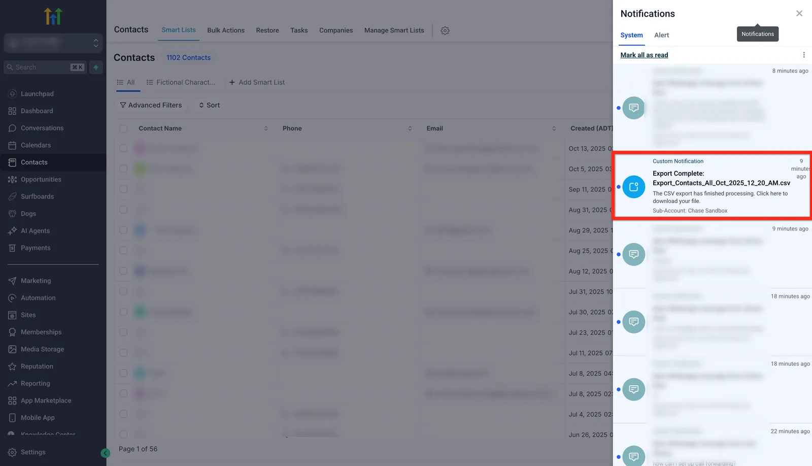 Notifica push file pronto per il download