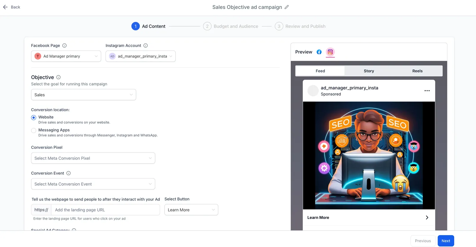 Selezione posizione di conversione Sito Web