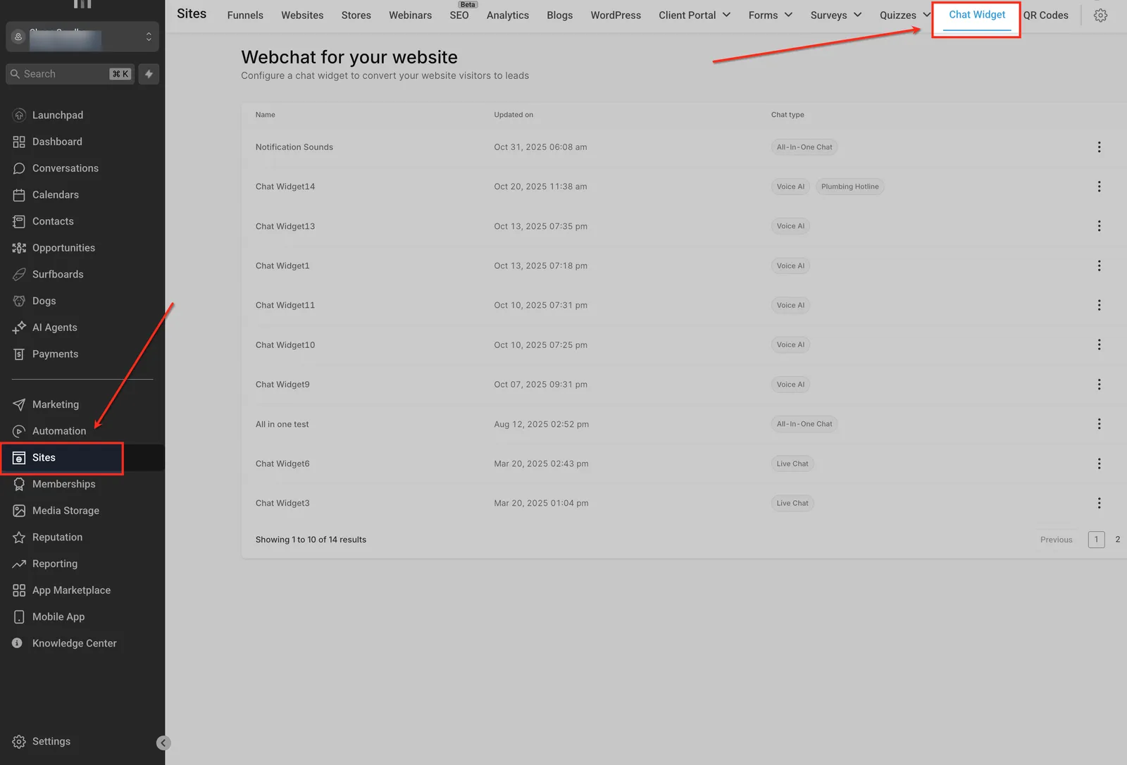 Dashboard Chat Widget in Squadd
