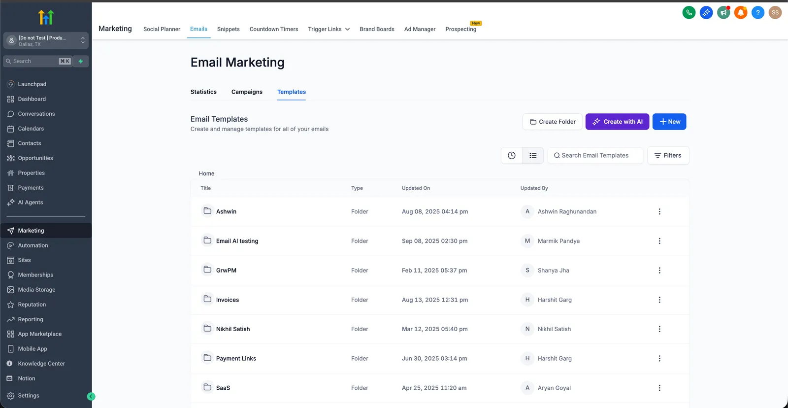 Marketing > Email > Template > Nuovo template