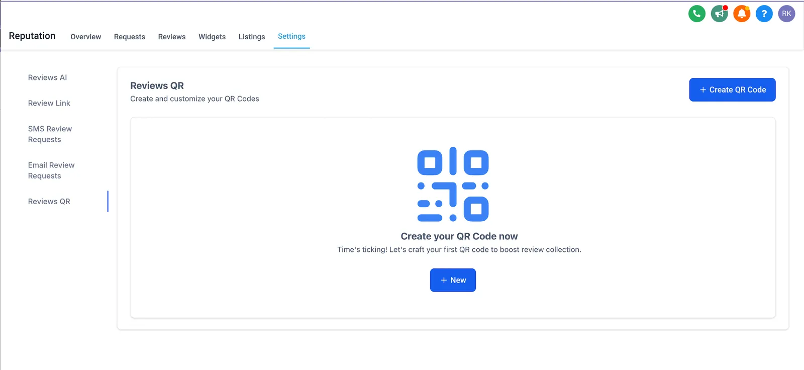 Schermata creazione QR Code