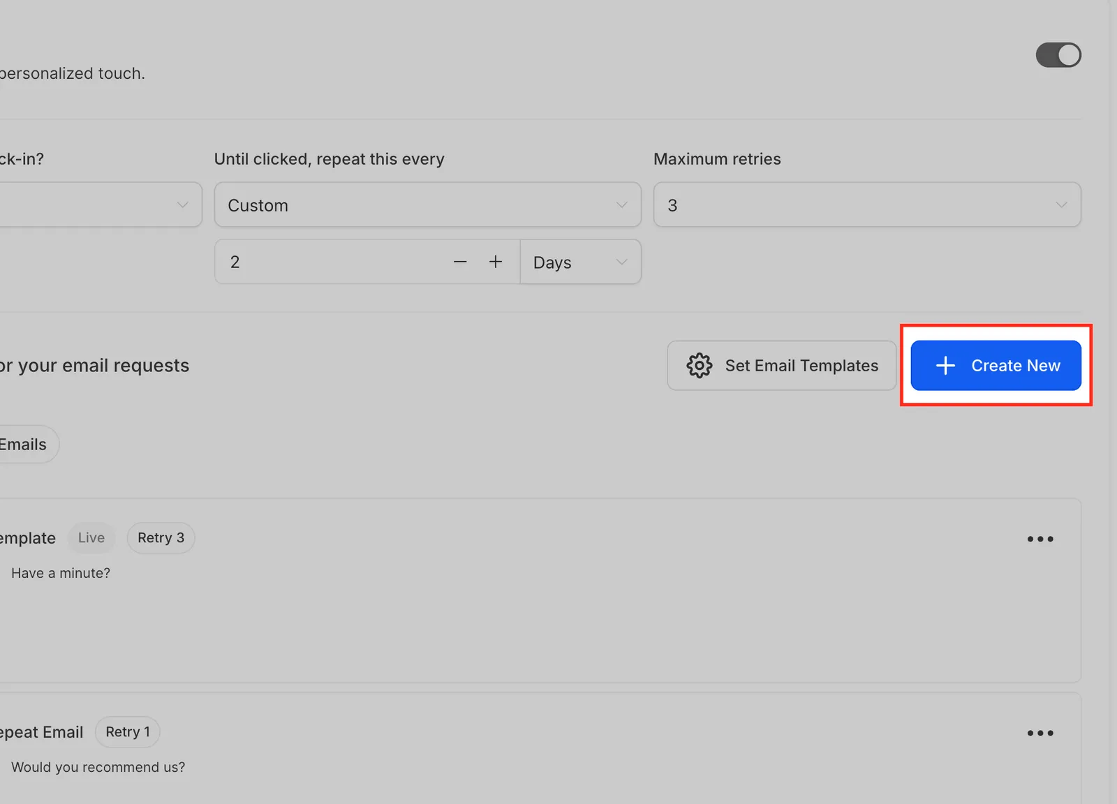 Schermata con le due opzioni: Create New Template e Import from Template Library