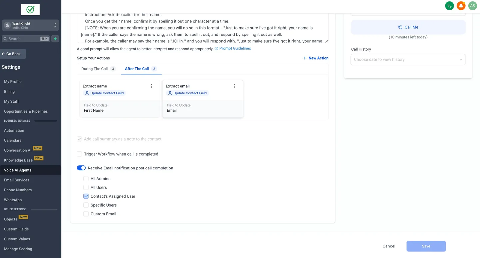 Panoramica tipi di azione supportati