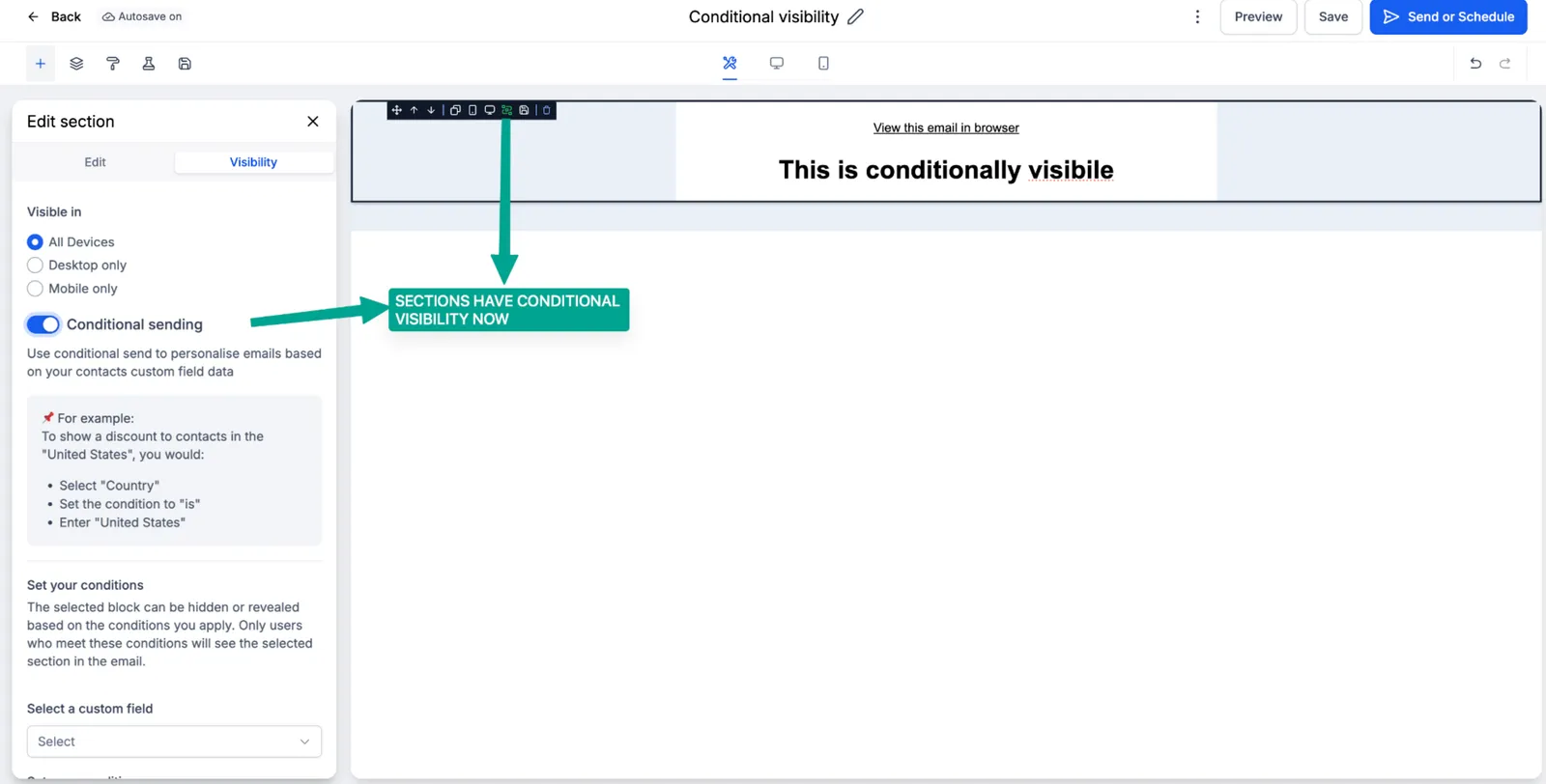 Impostazione visibilità condizionale sul layout