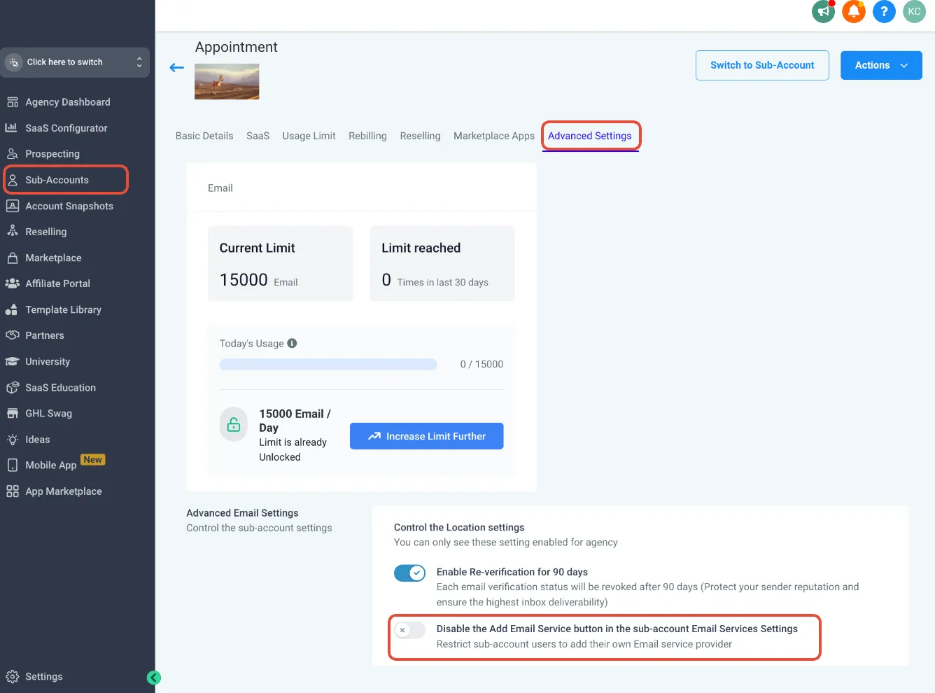 Screenshot Impostazioni avanzate