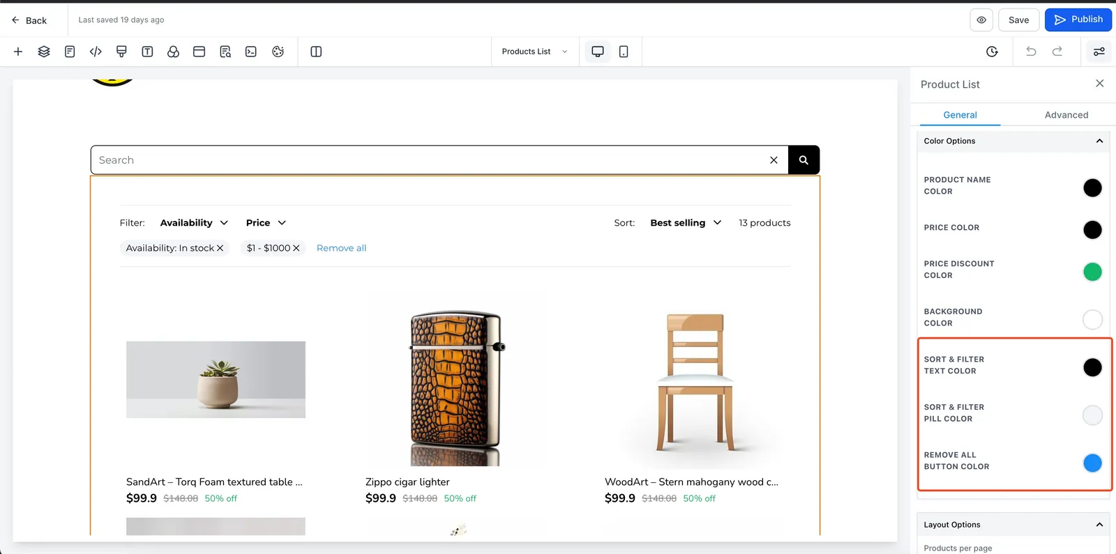 Configurare le proprietà di ordinamento e filtro