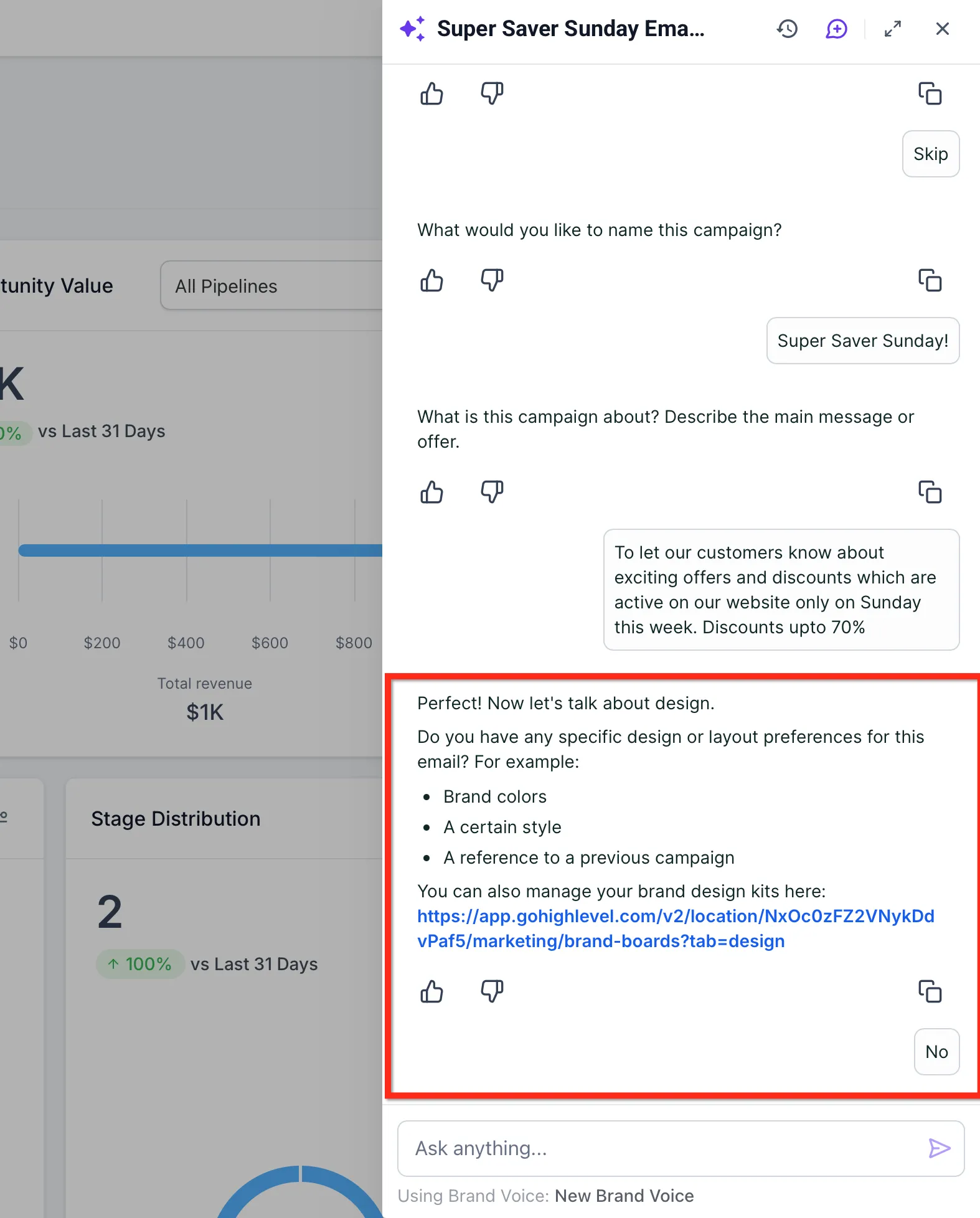 Collegamento Brand Board in Ask AI