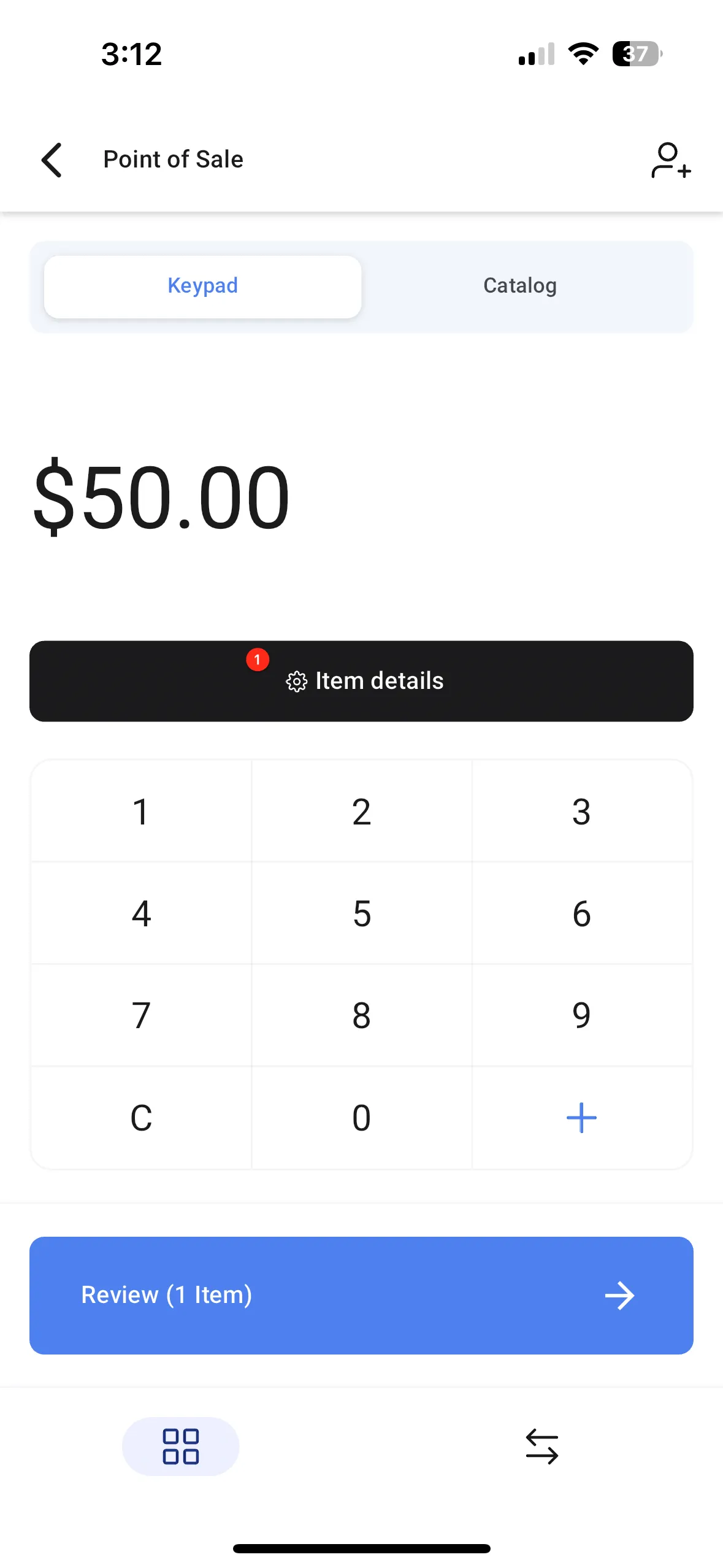 Tastierino numerico POS con pulsante Modifica dettagli