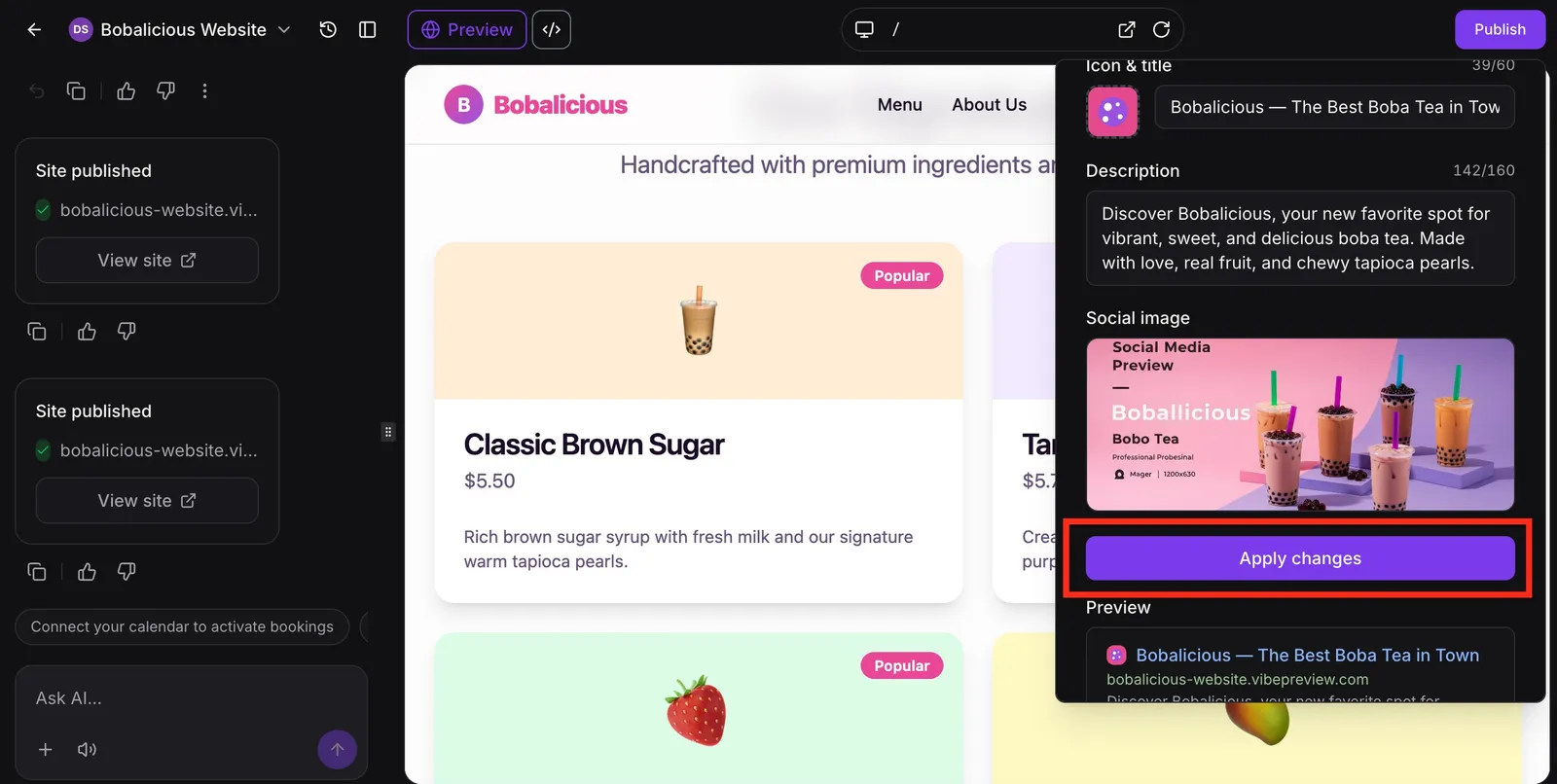 Impostazioni pubblicazione AI Studio