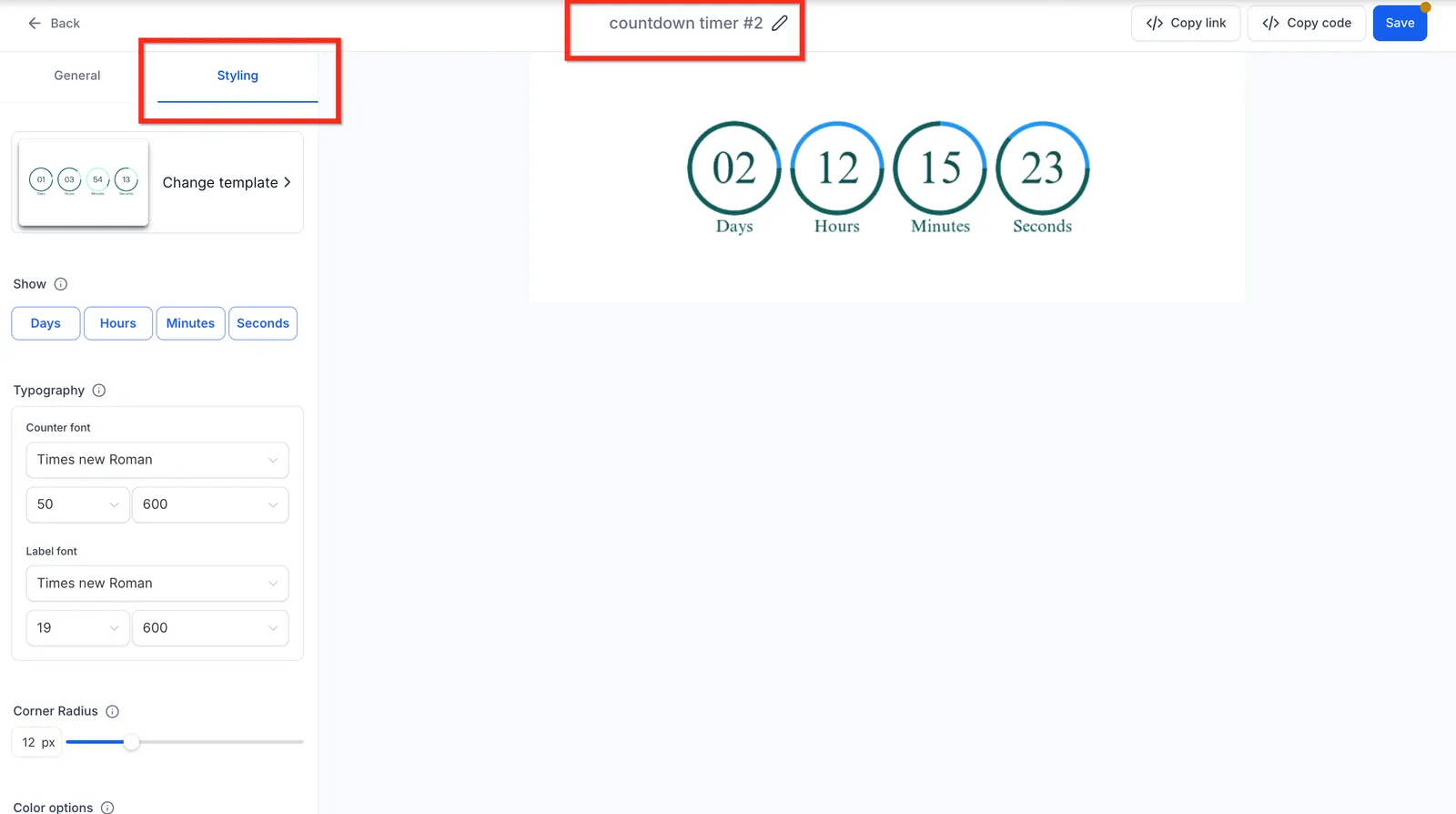 Personalizzazione e salvataggio del timer ricorrente