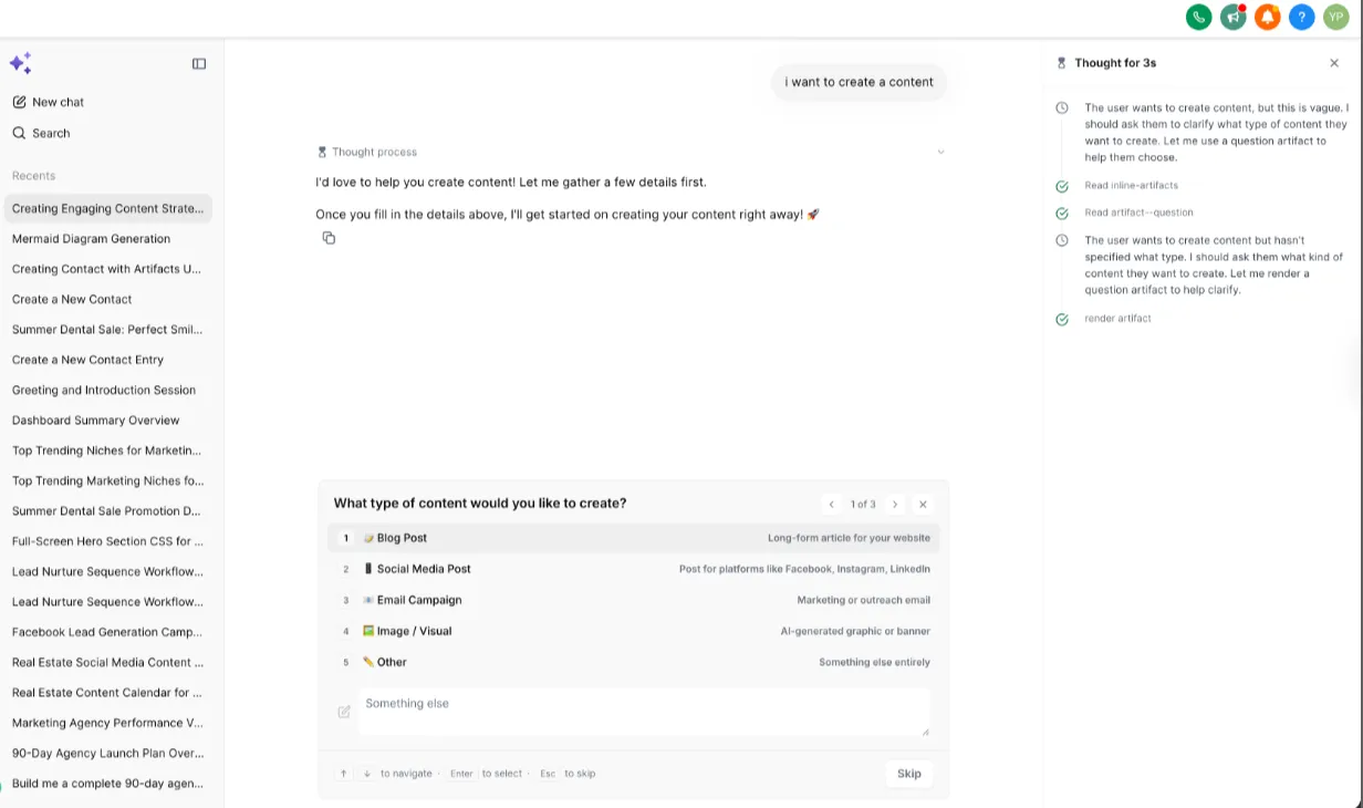 Inserimento del prompt in Ask AI