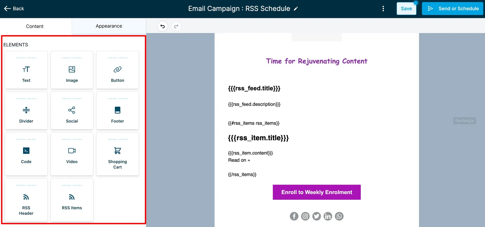 Interfaccia Email Builder
