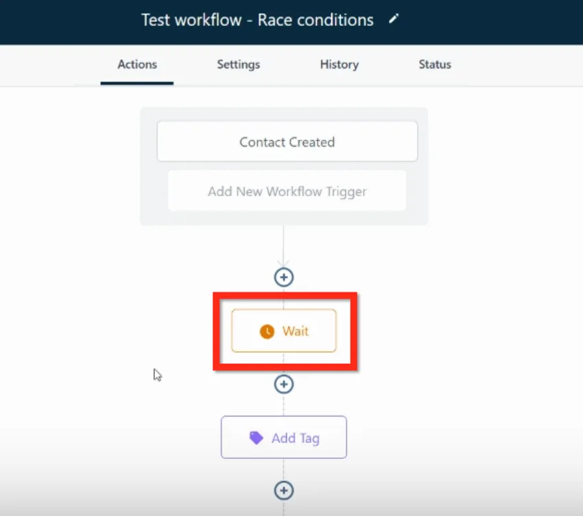 Workflow con azione Attesa che previene la race condition