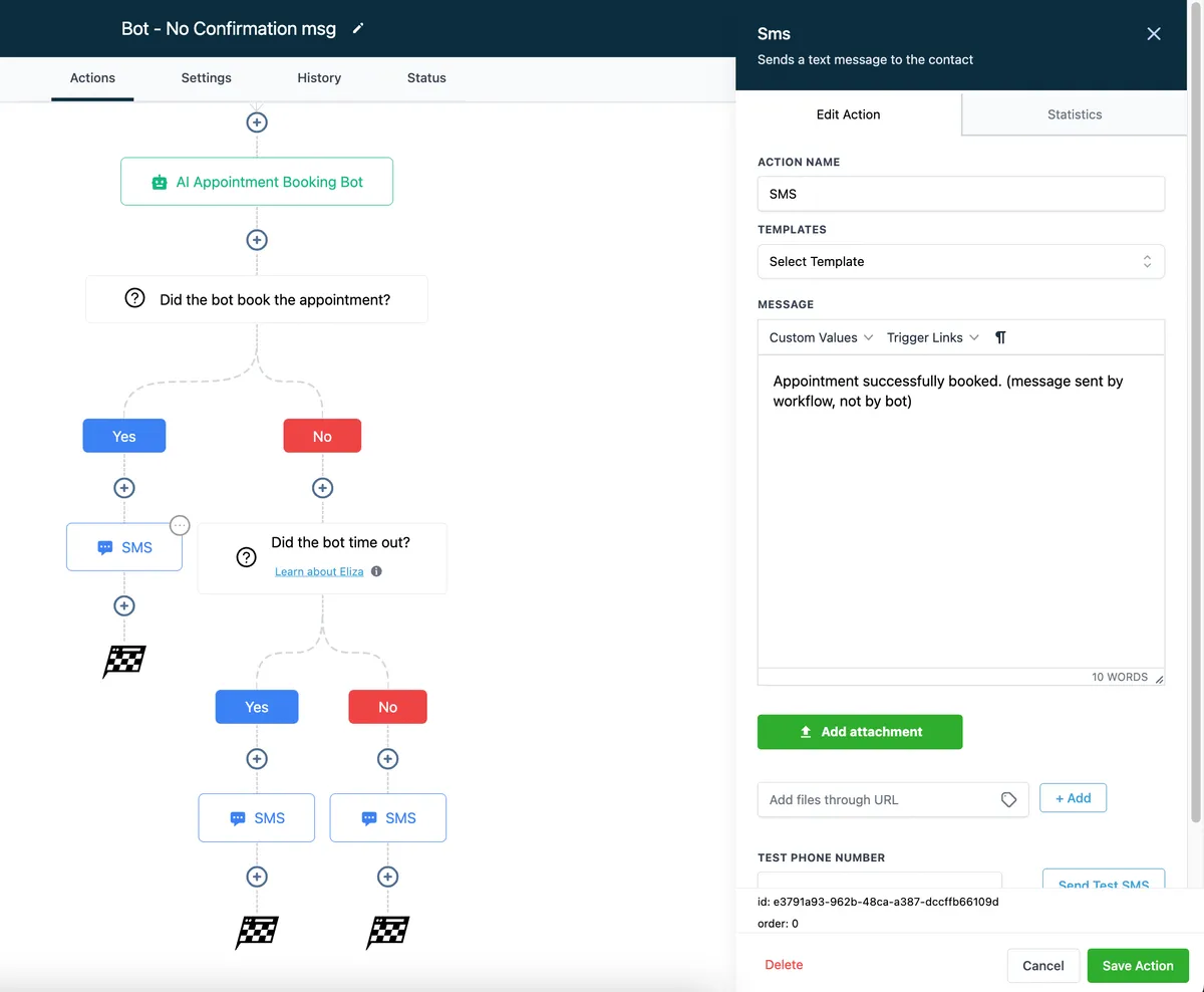 Crea messaggio per appuntamento prenotato