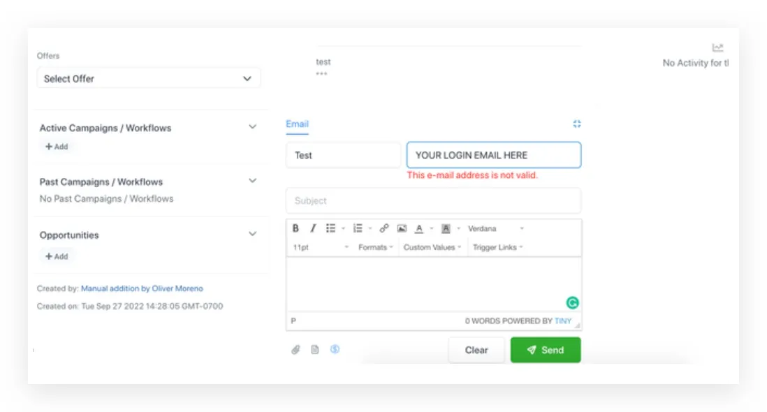 Screenshot configurazione email mittente SMTP