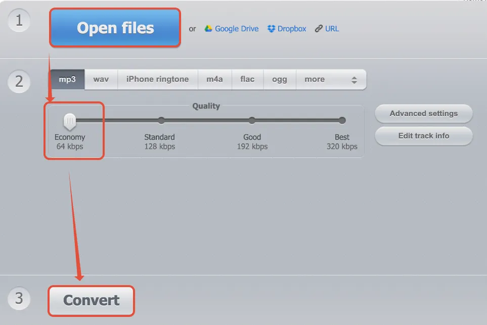 Impostazioni convertitore audio online