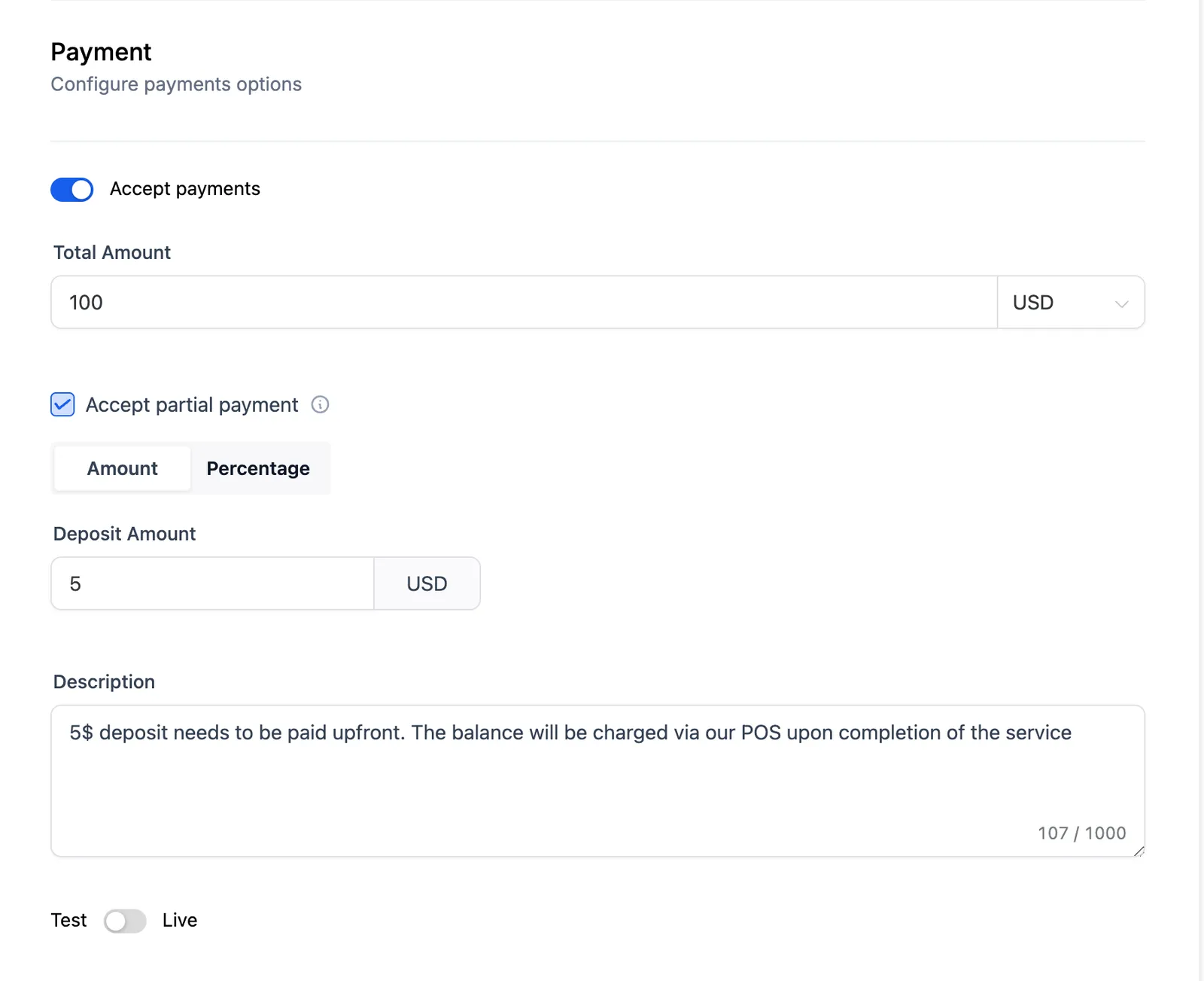 Configurazione pagamento su web