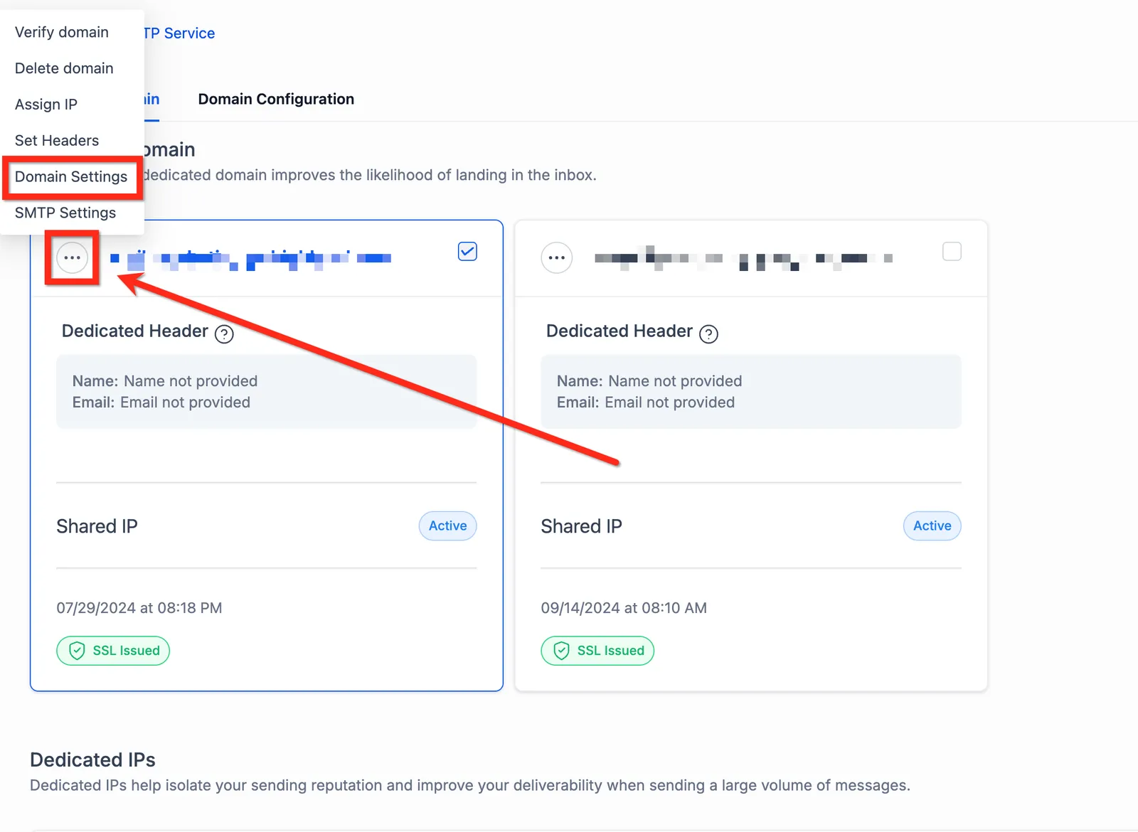 Riepilogo impostazioni invio campagna email