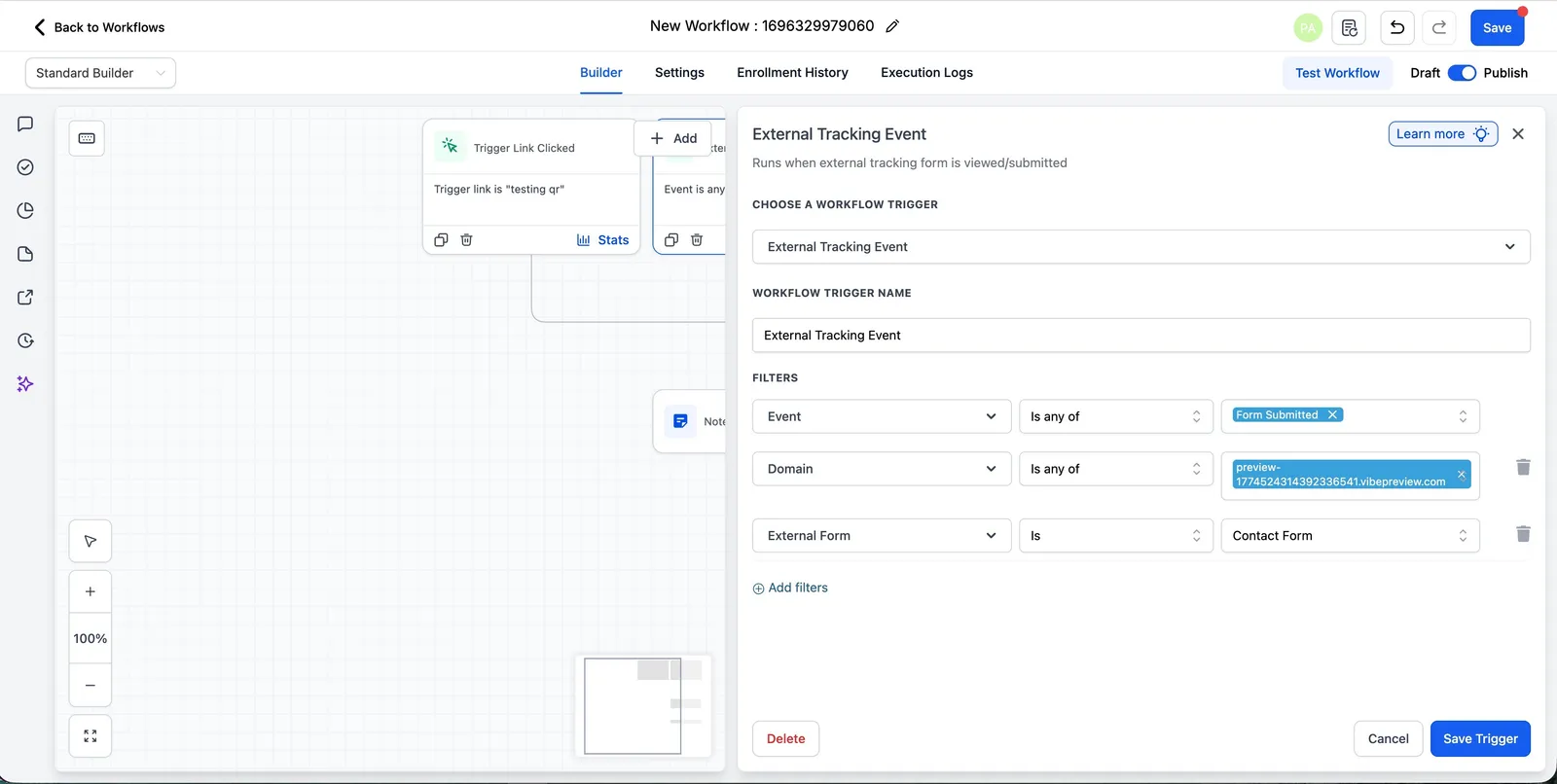 Workflow collegato agli invii dei moduli in AI Studio