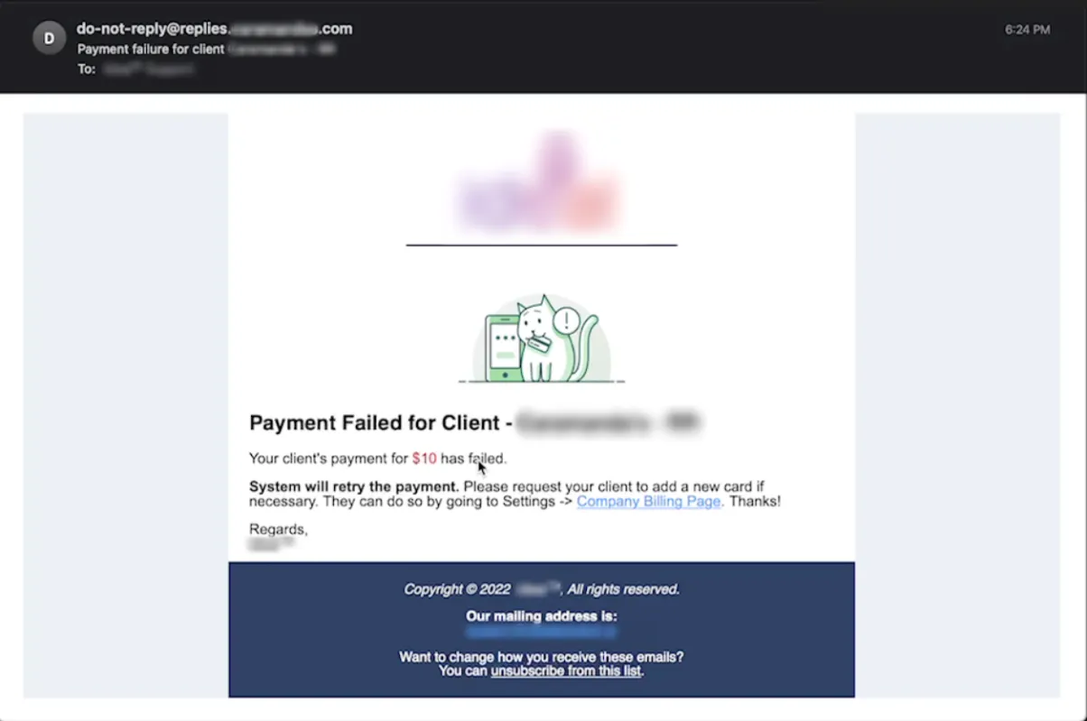 Pagamento fallito per il cliente