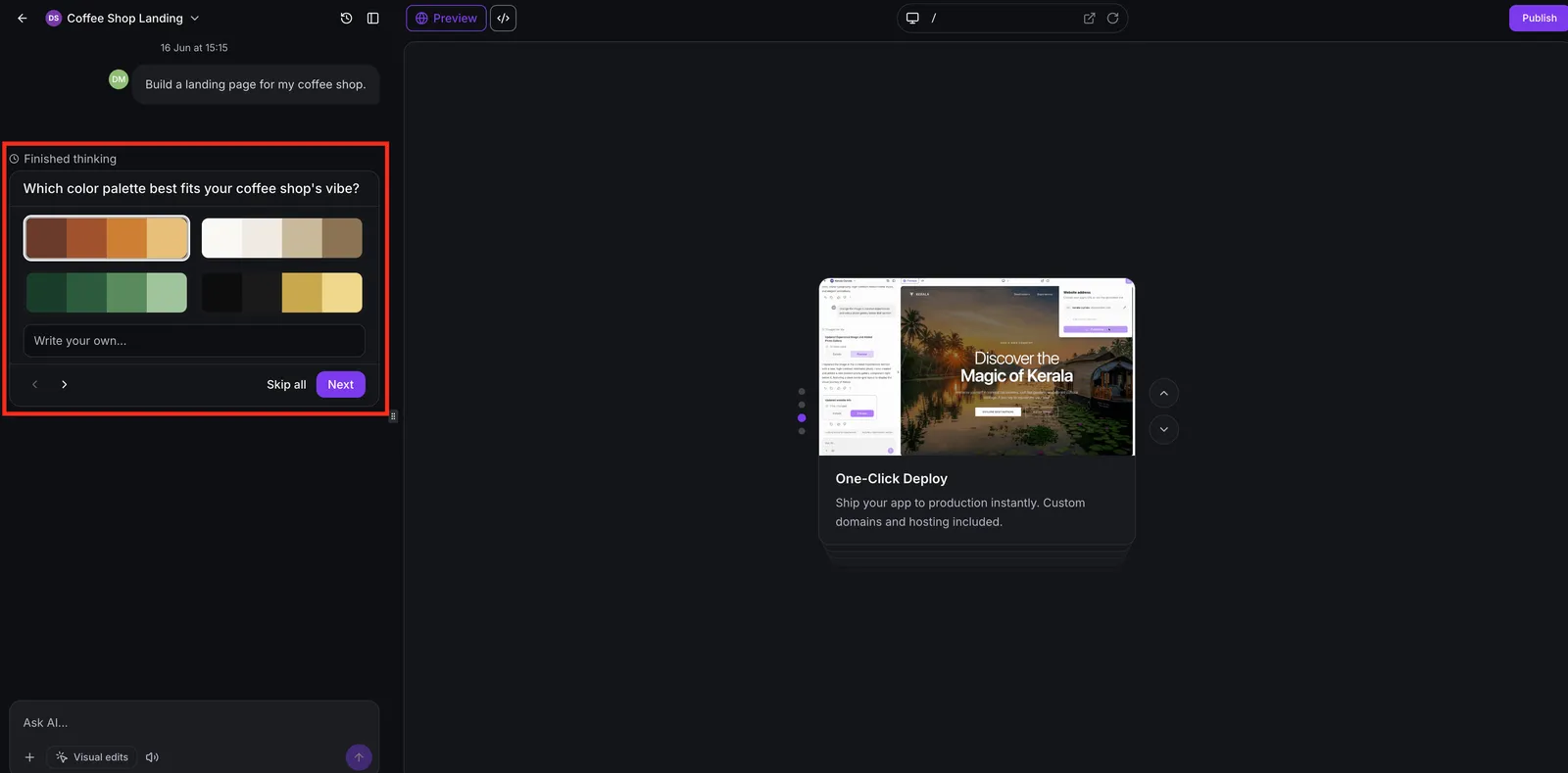 Preferenze di design guidate in AI Studio
