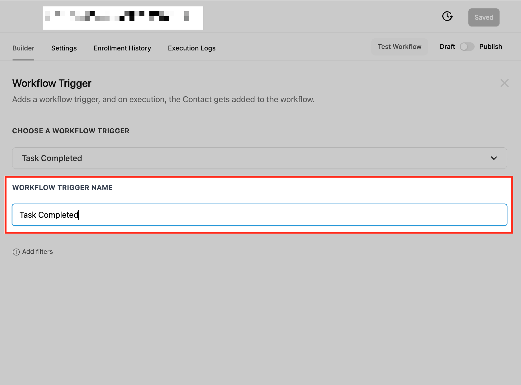 Filtro Utente assegnato nel trigger Attività Completata