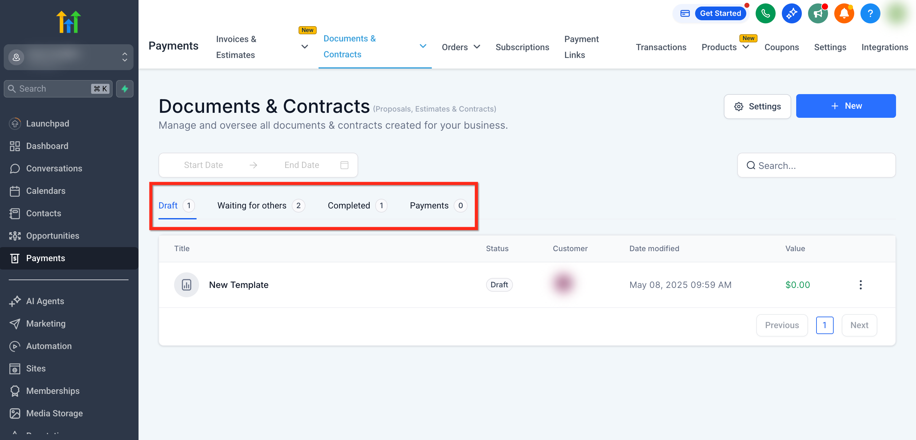 Dashboard stato documenti e contratti