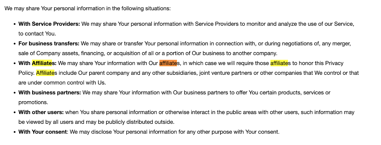 Esempio di Privacy Policy conforme A2P