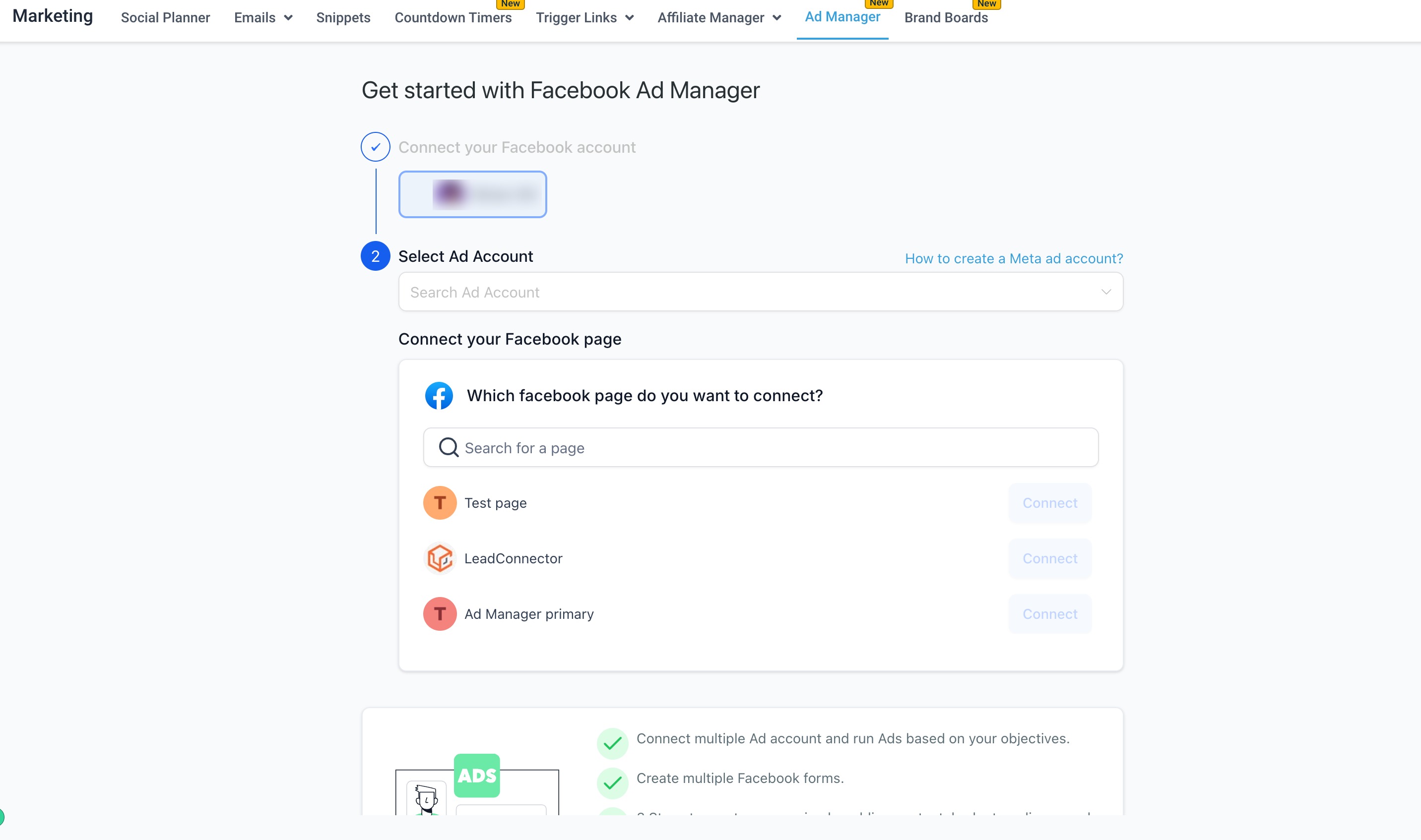 Screenshot prerequisiti Ad Manager