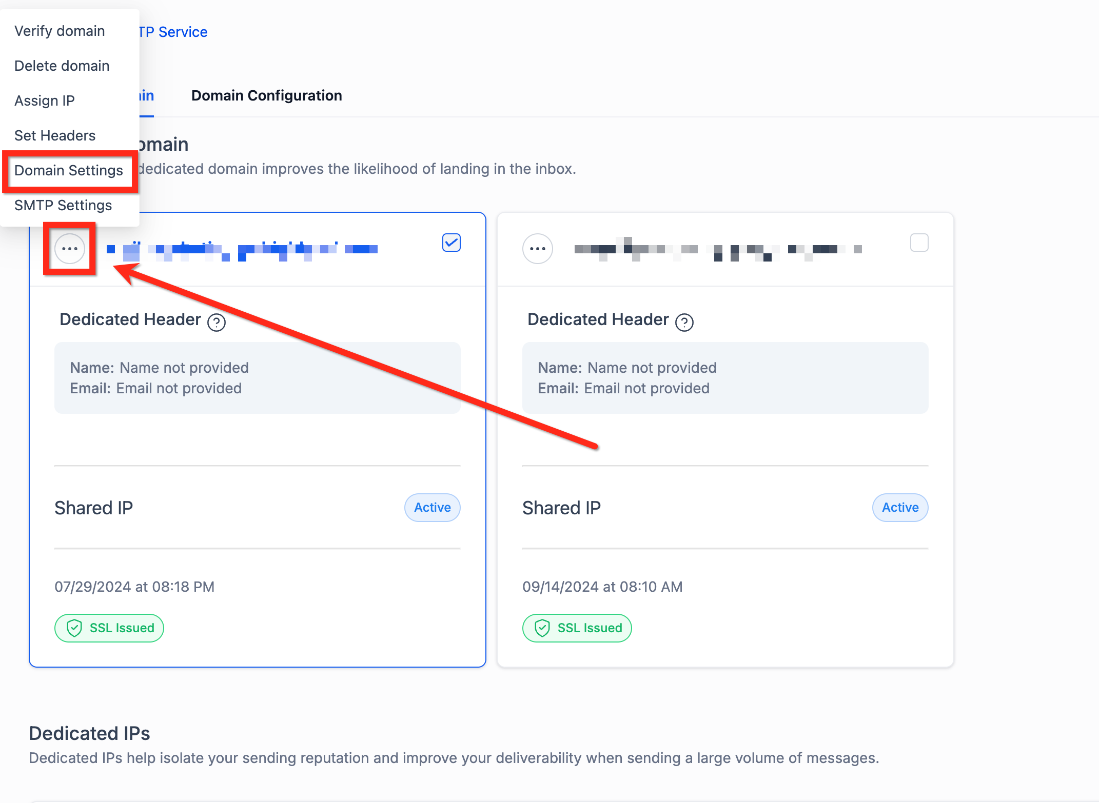 Riepilogo impostazioni invio campagna email