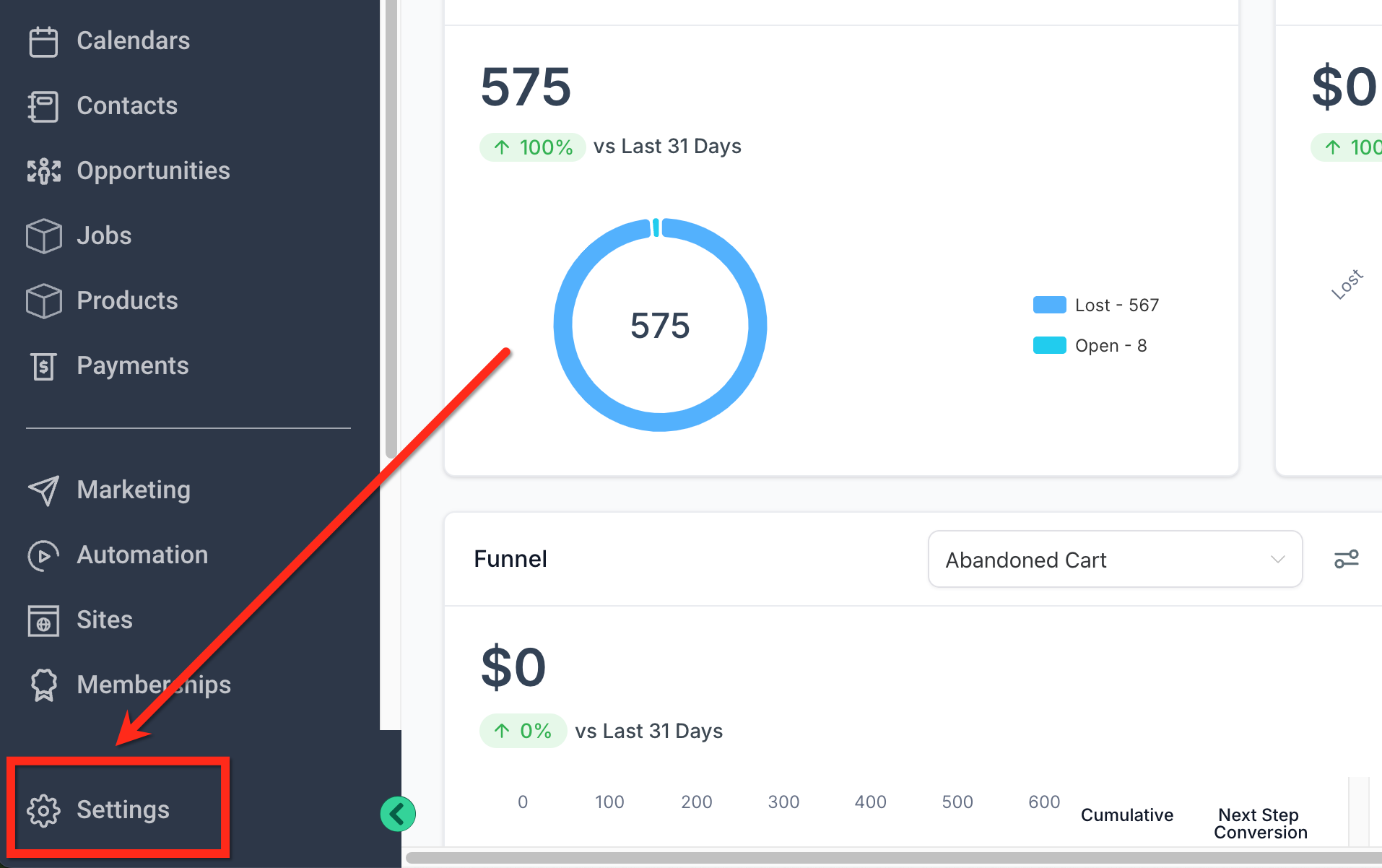 Schermata impostazioni click tracking campagna email