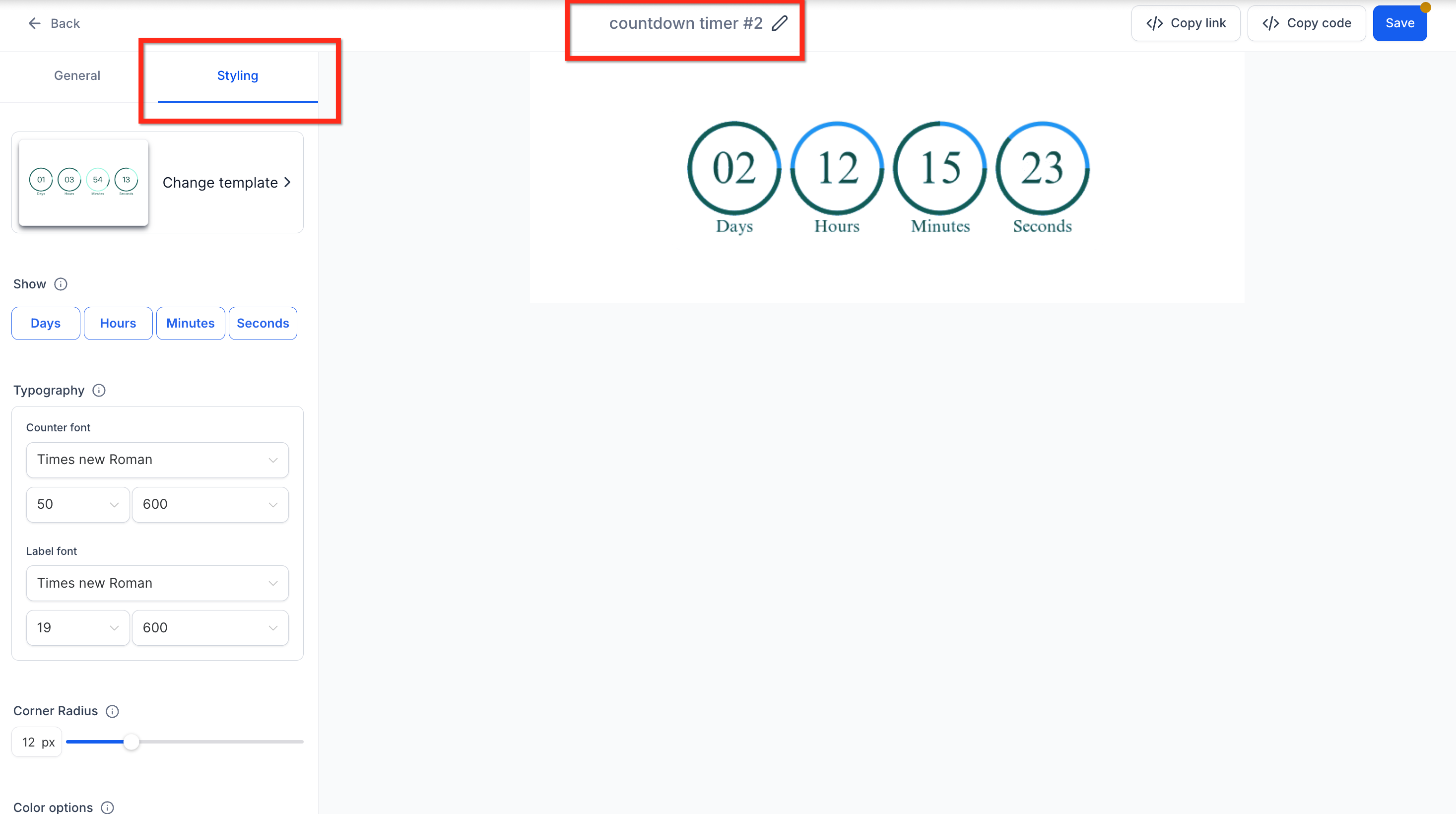 Personalizzazione e salvataggio del timer ricorrente