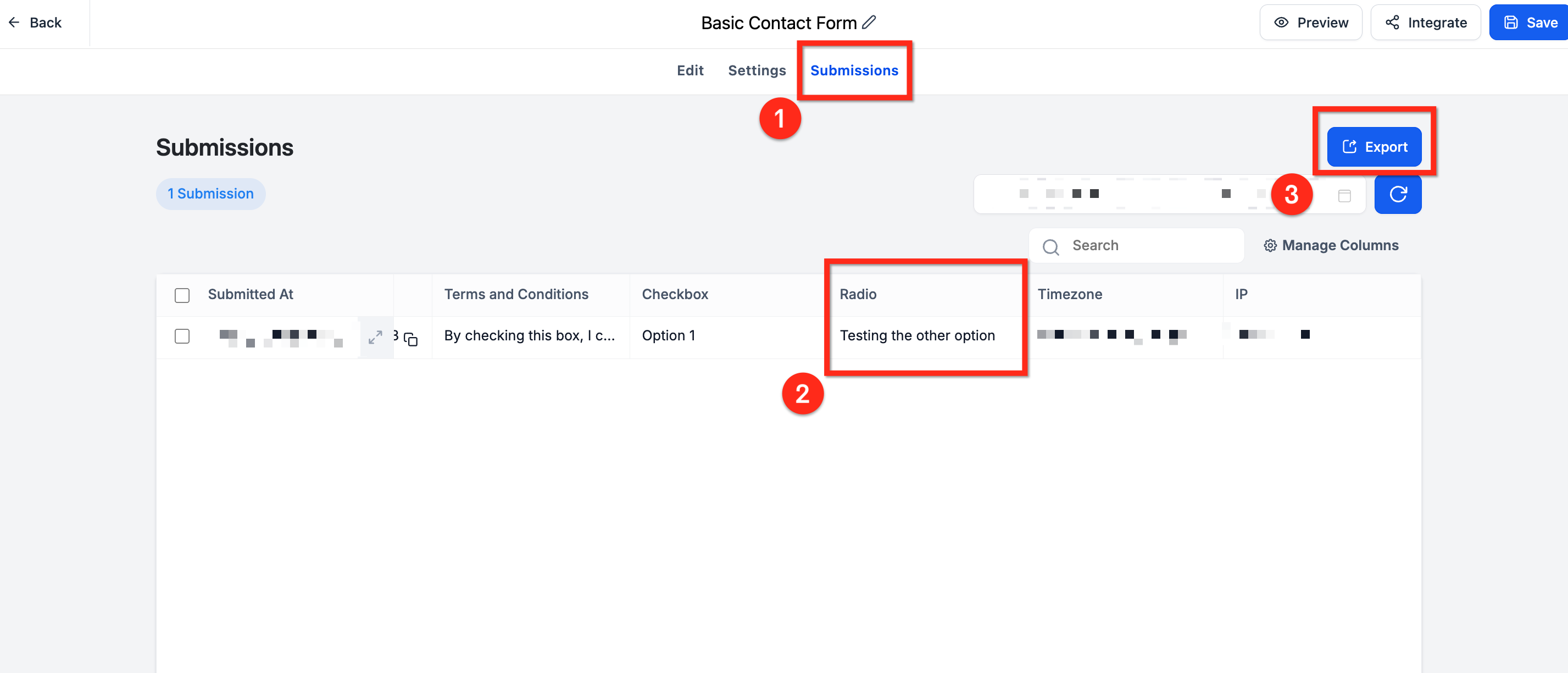 Vista delle risposte personalizzate nella dashboard