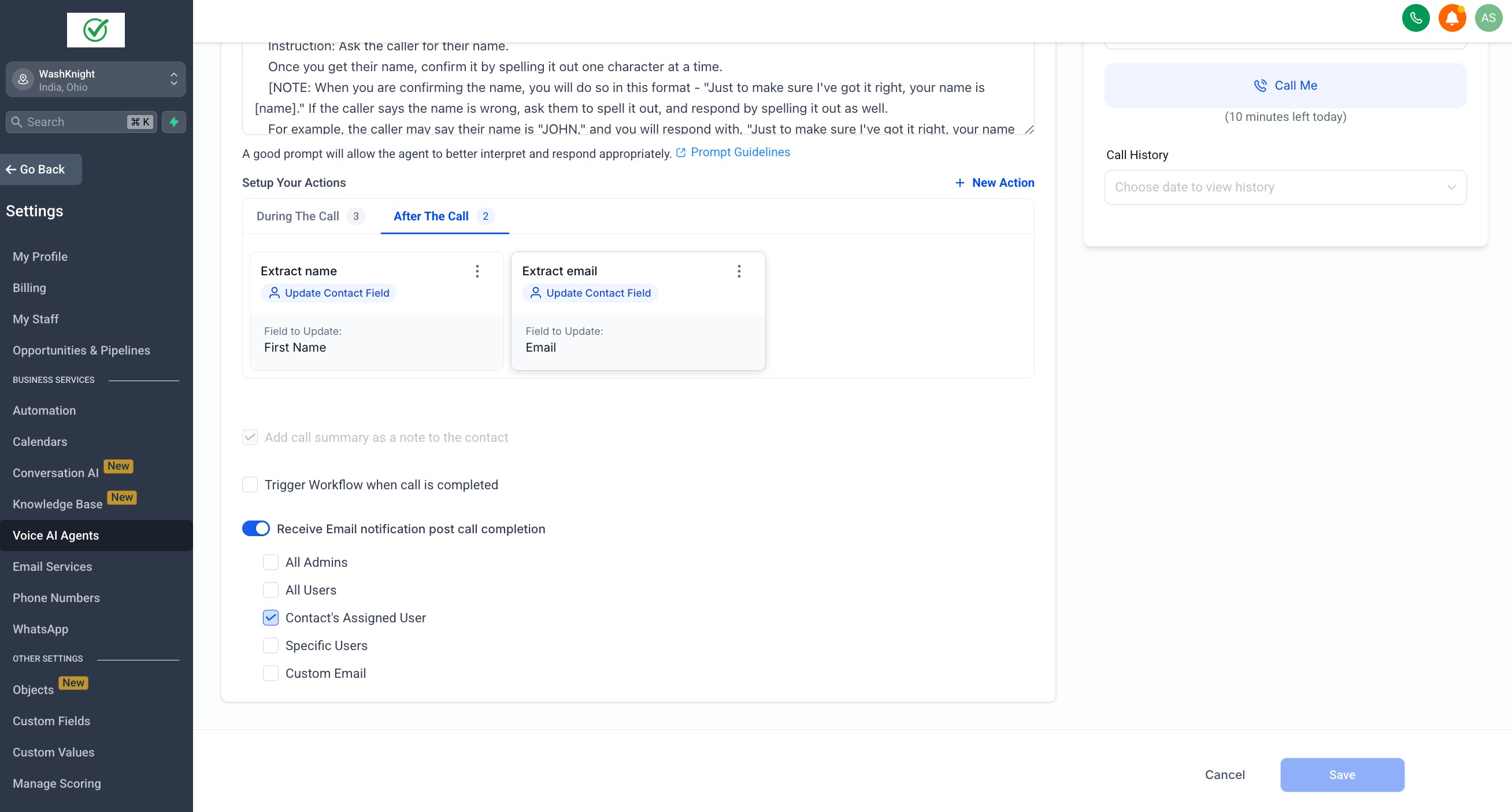 Panoramica tipi di azione supportati