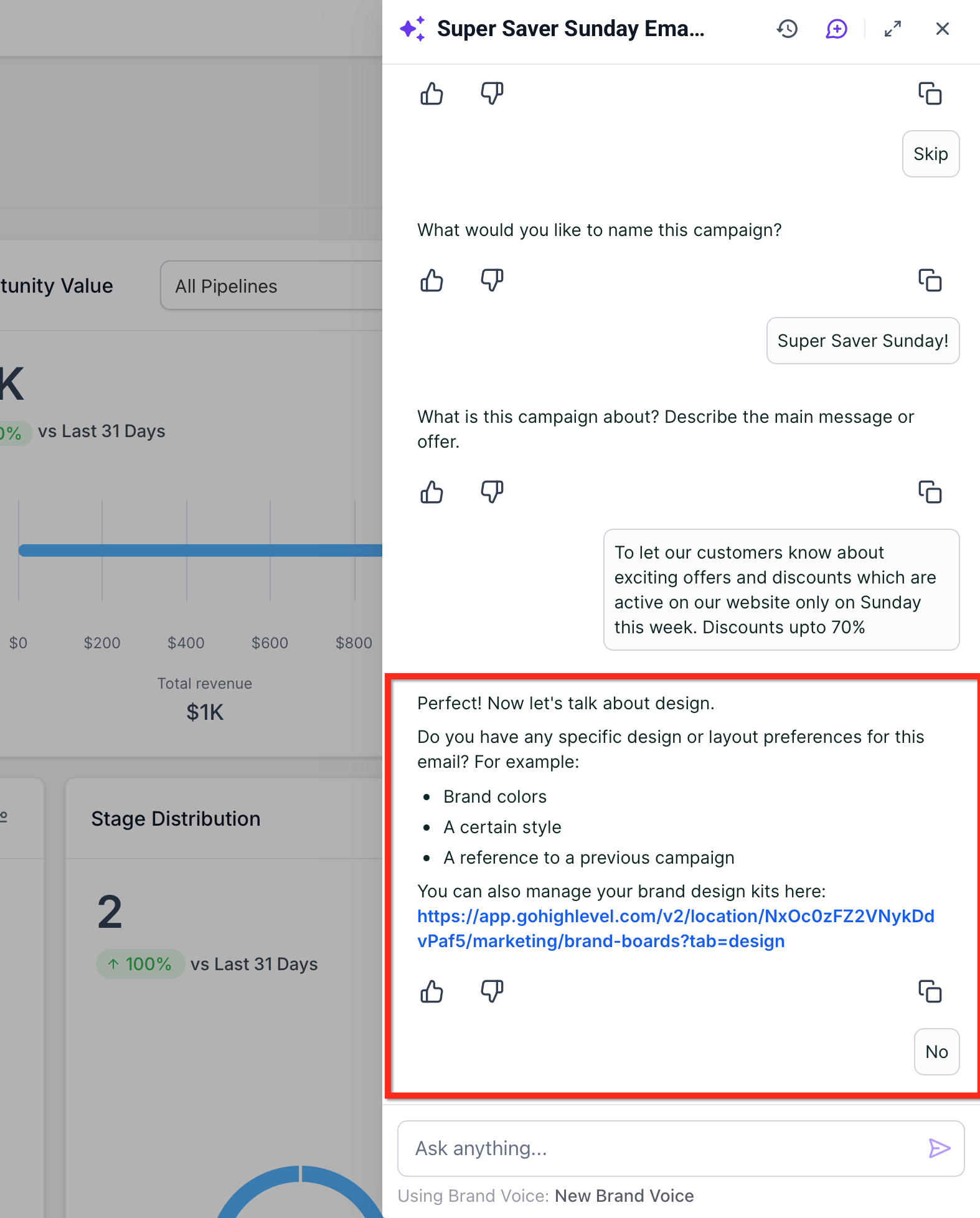 Collegamento Brand Board in Ask AI