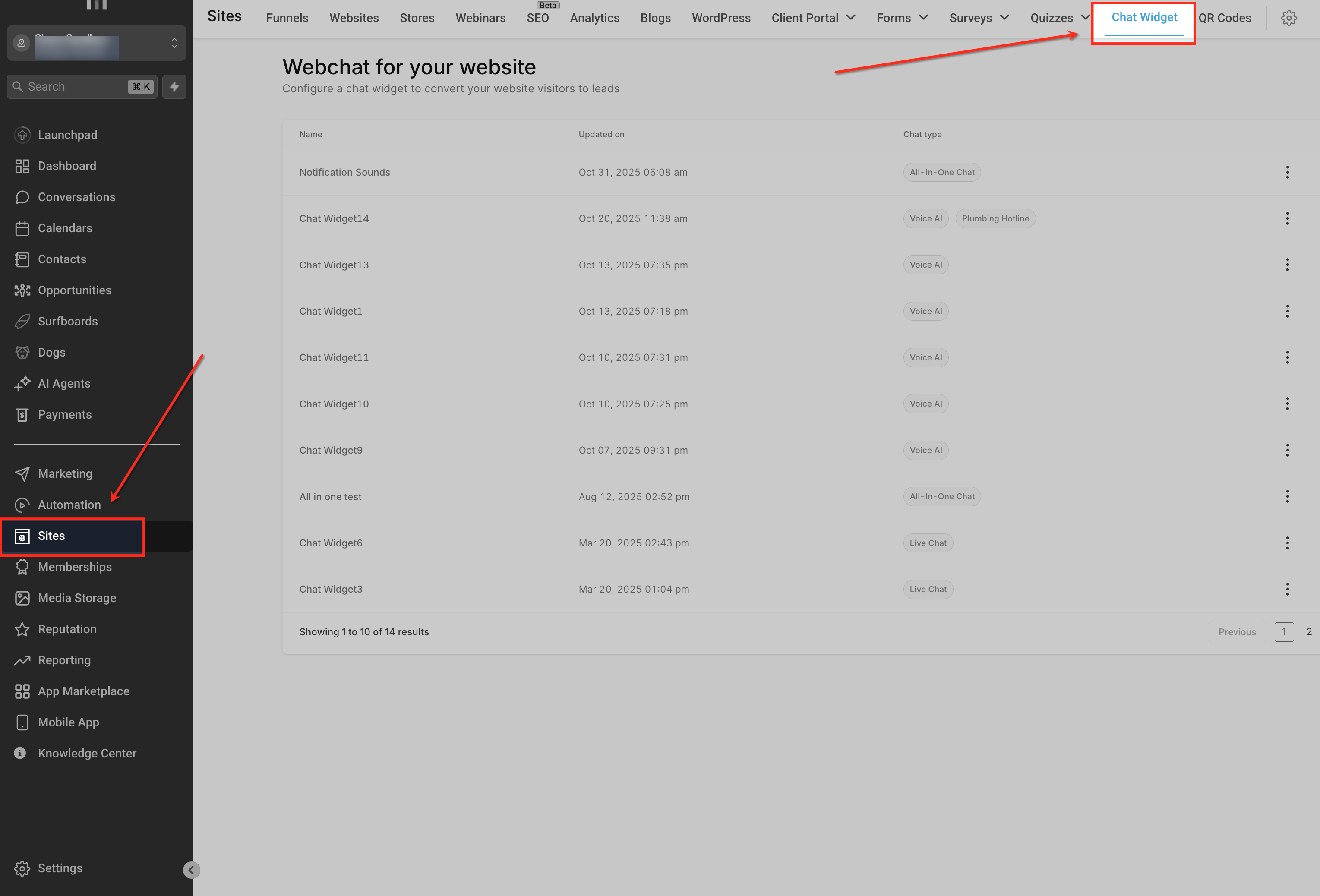 Dashboard Chat Widget in Squadd