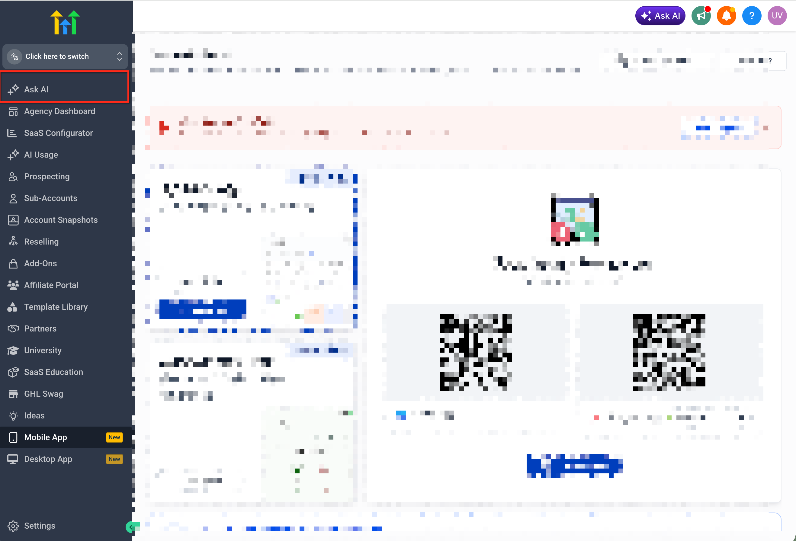 Apertura di Ask AI in Squadd