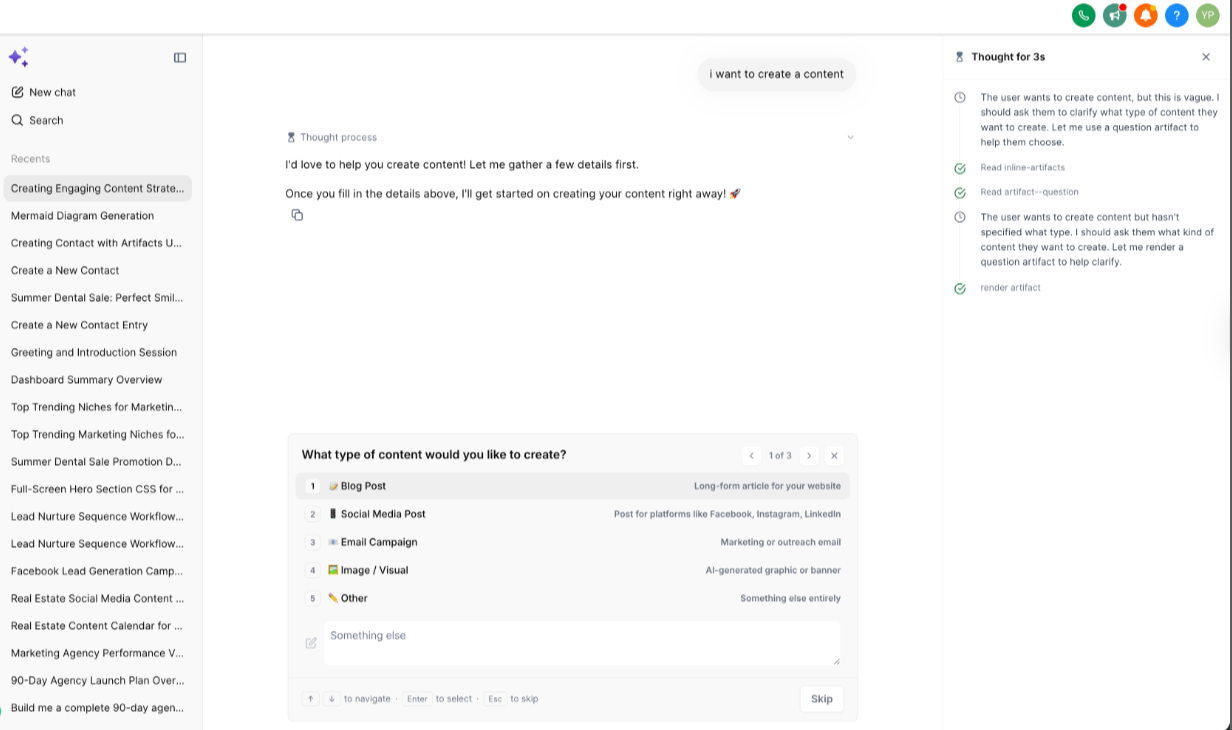 Inserimento del prompt in Ask AI