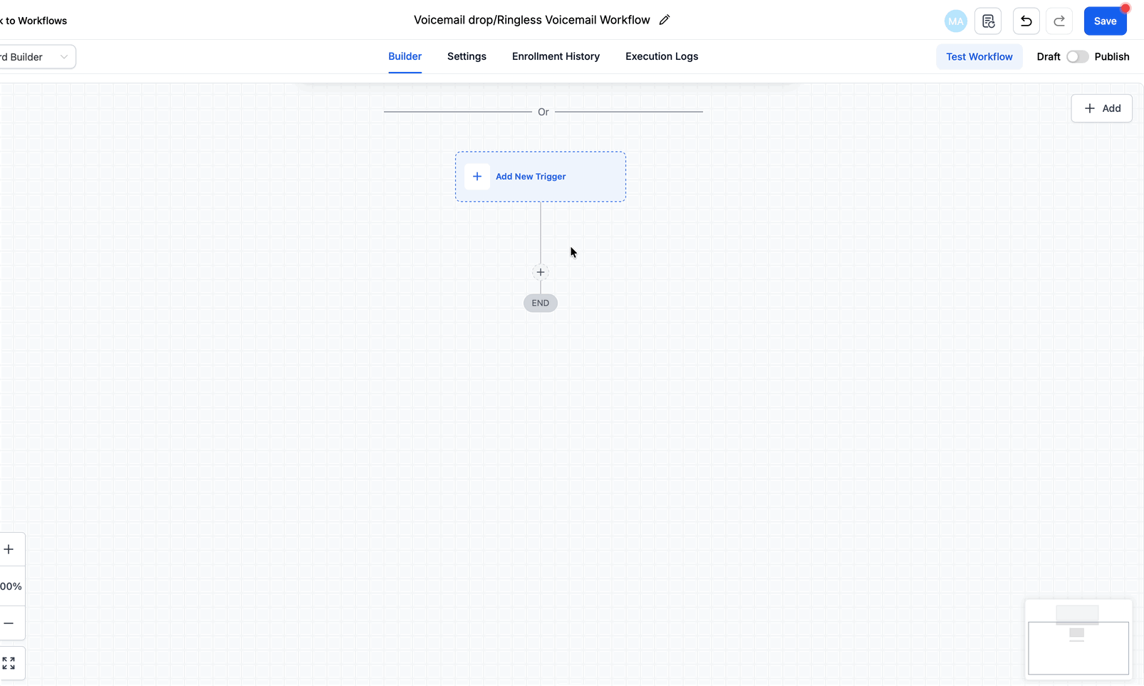 Selezione del Trigger nel Workflow
