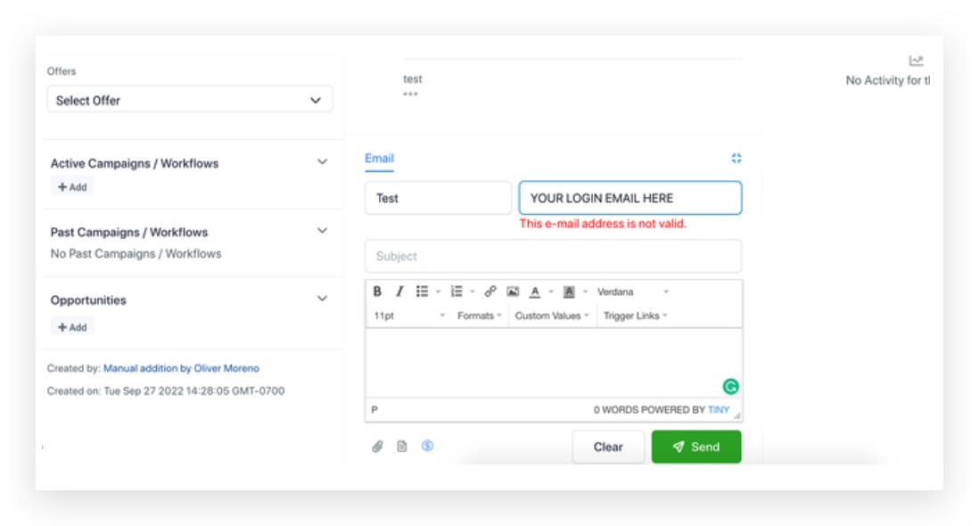 Screenshot configurazione email mittente SMTP