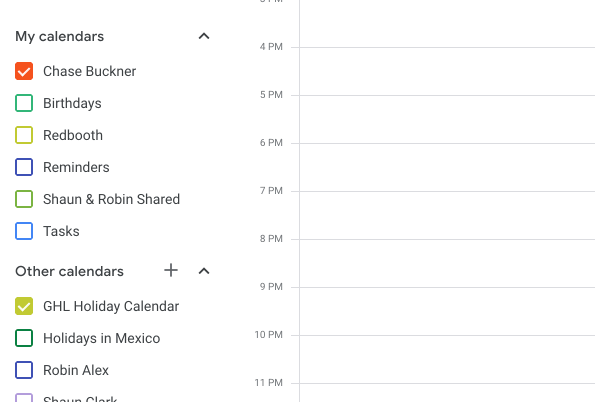 Animazione apertura impostazioni e condivisione Google Calendar