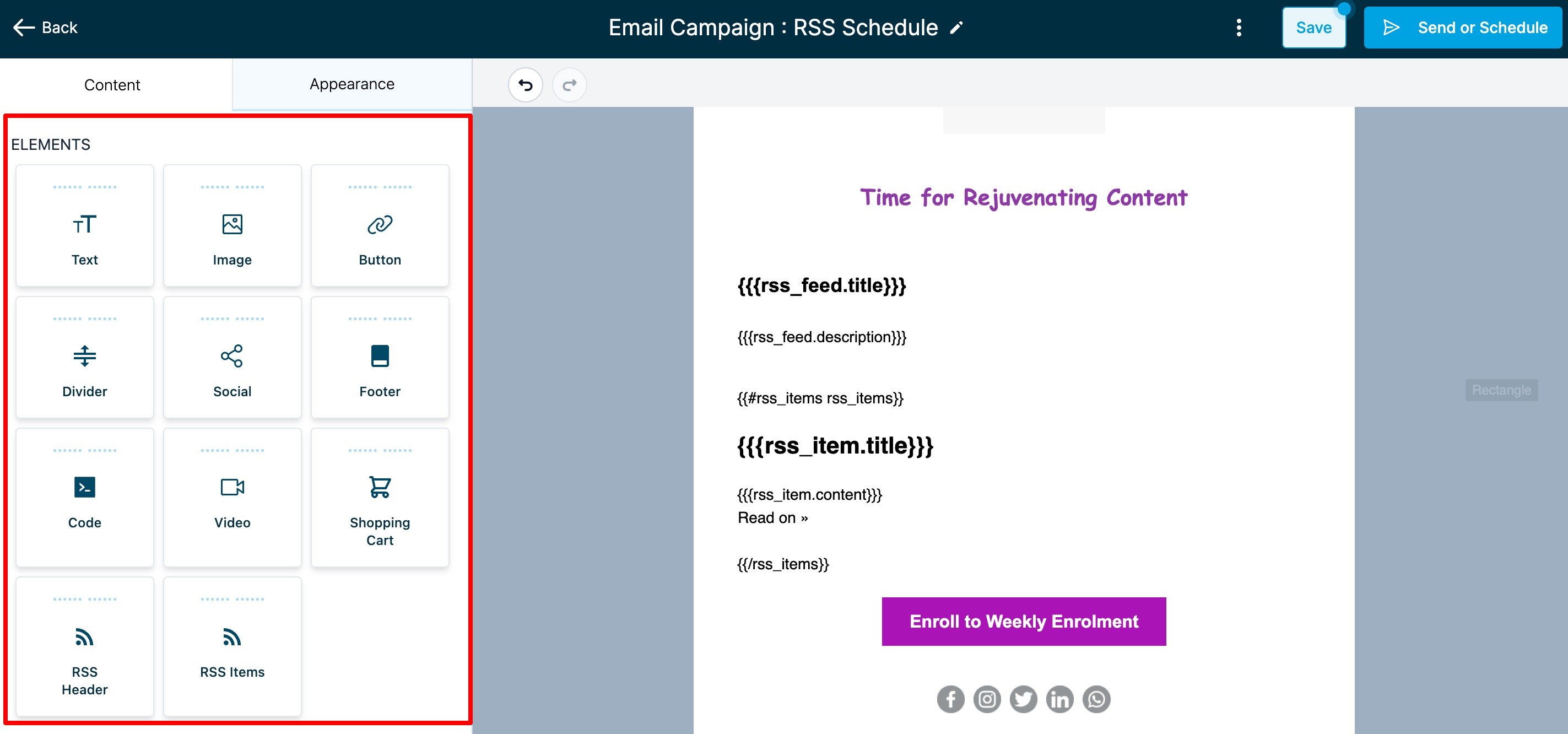 Interfaccia Email Builder