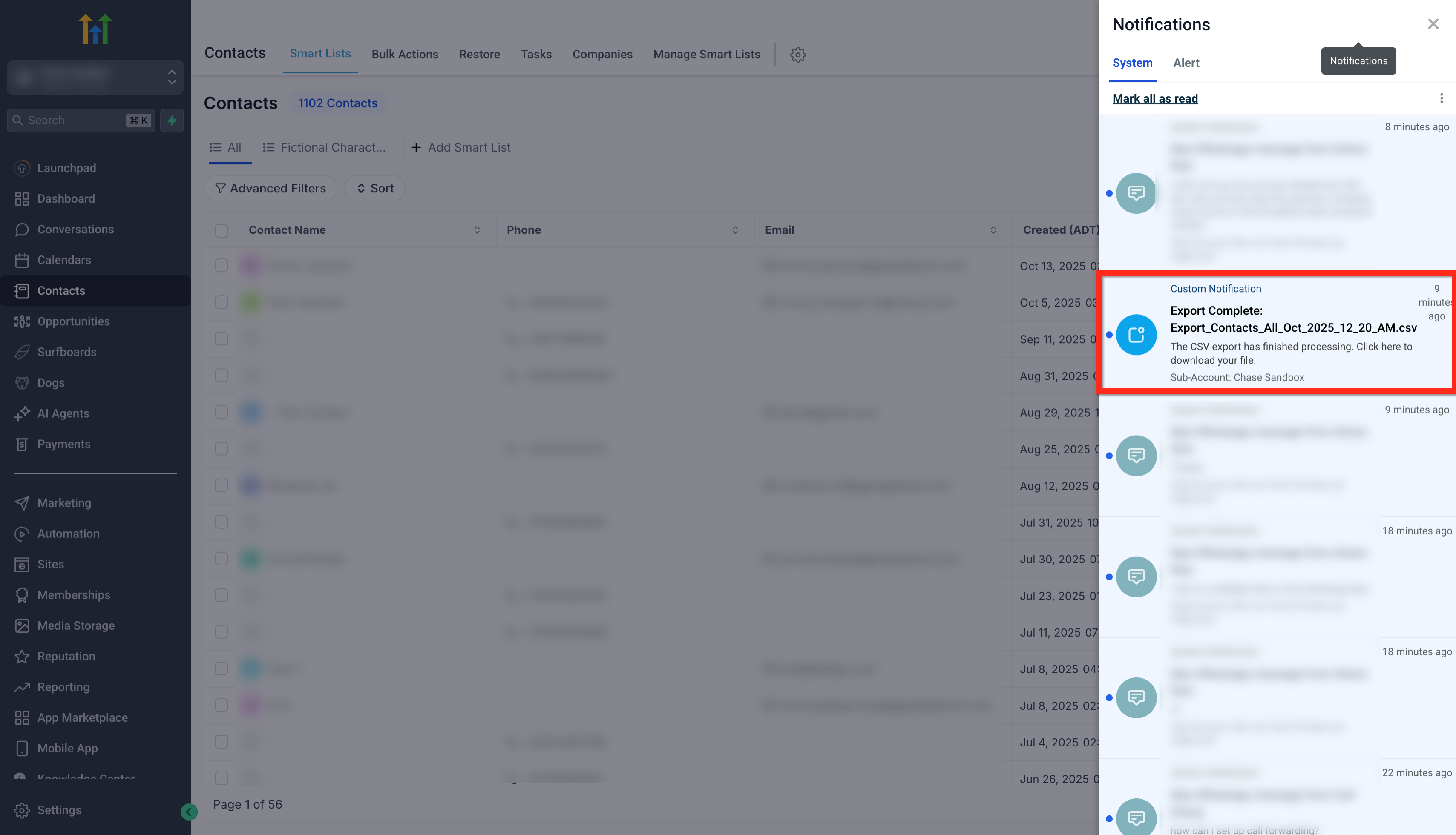 Notifica push file pronto per il download
